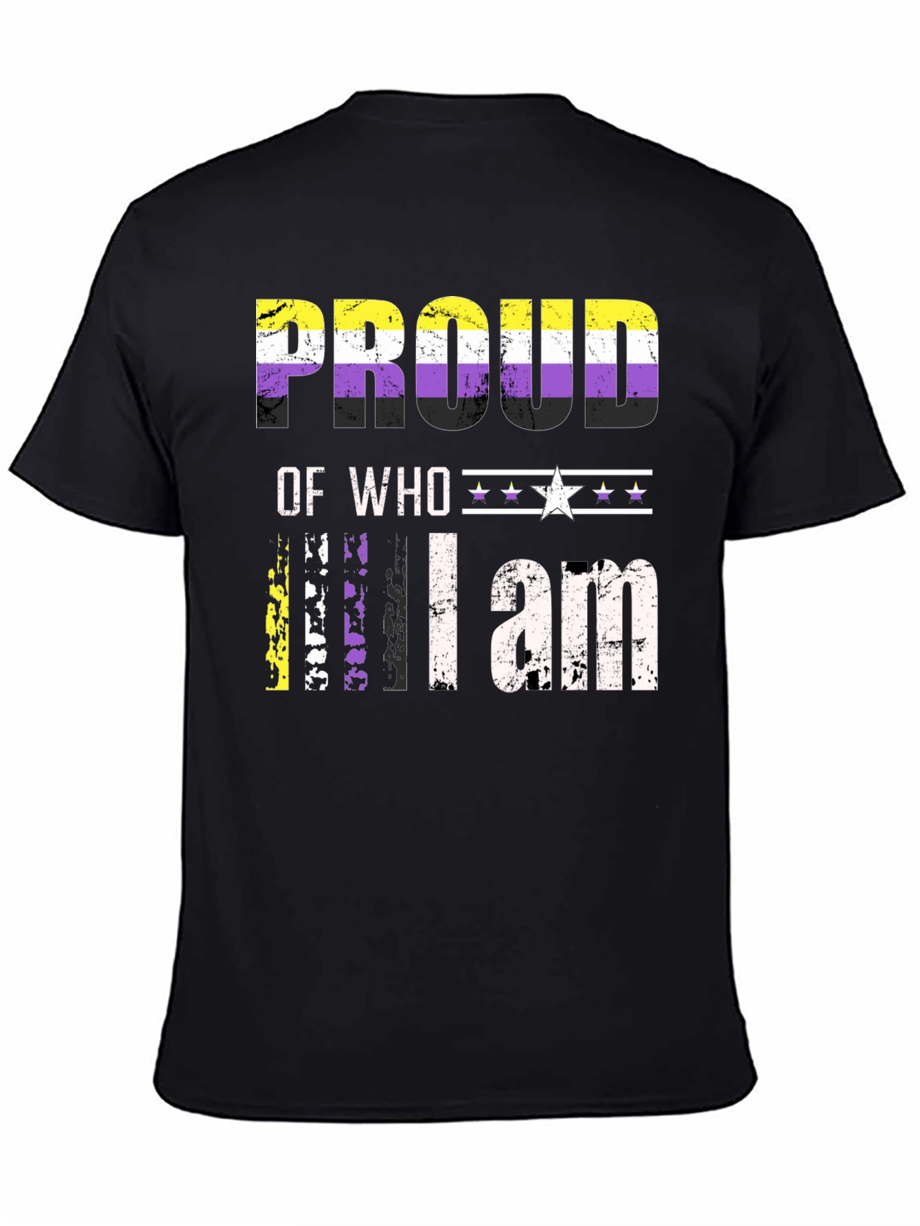 Black Proud of Who I am Nonbinary T-Shirt view 4