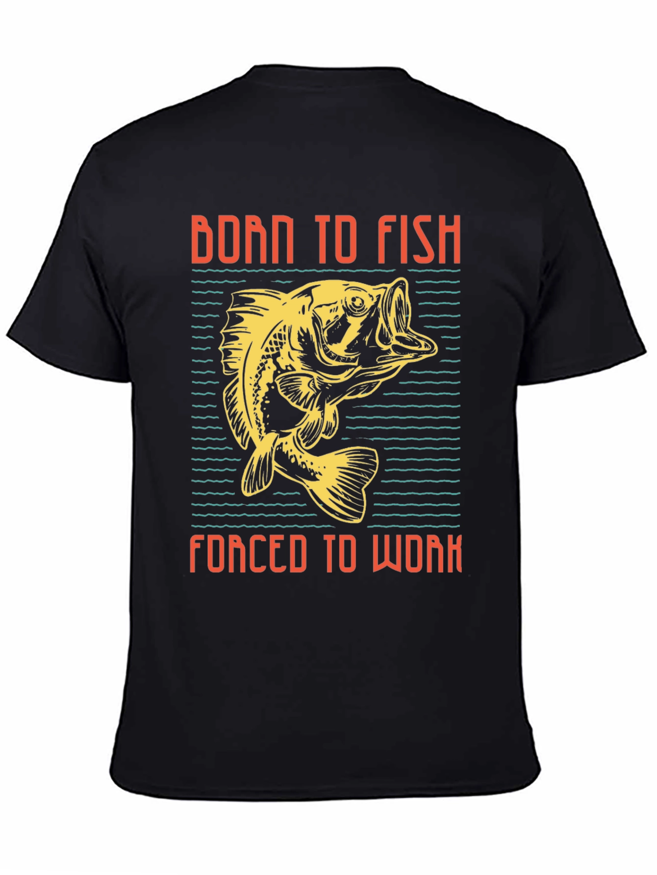 Black Born to Fish T-Shirt view 4