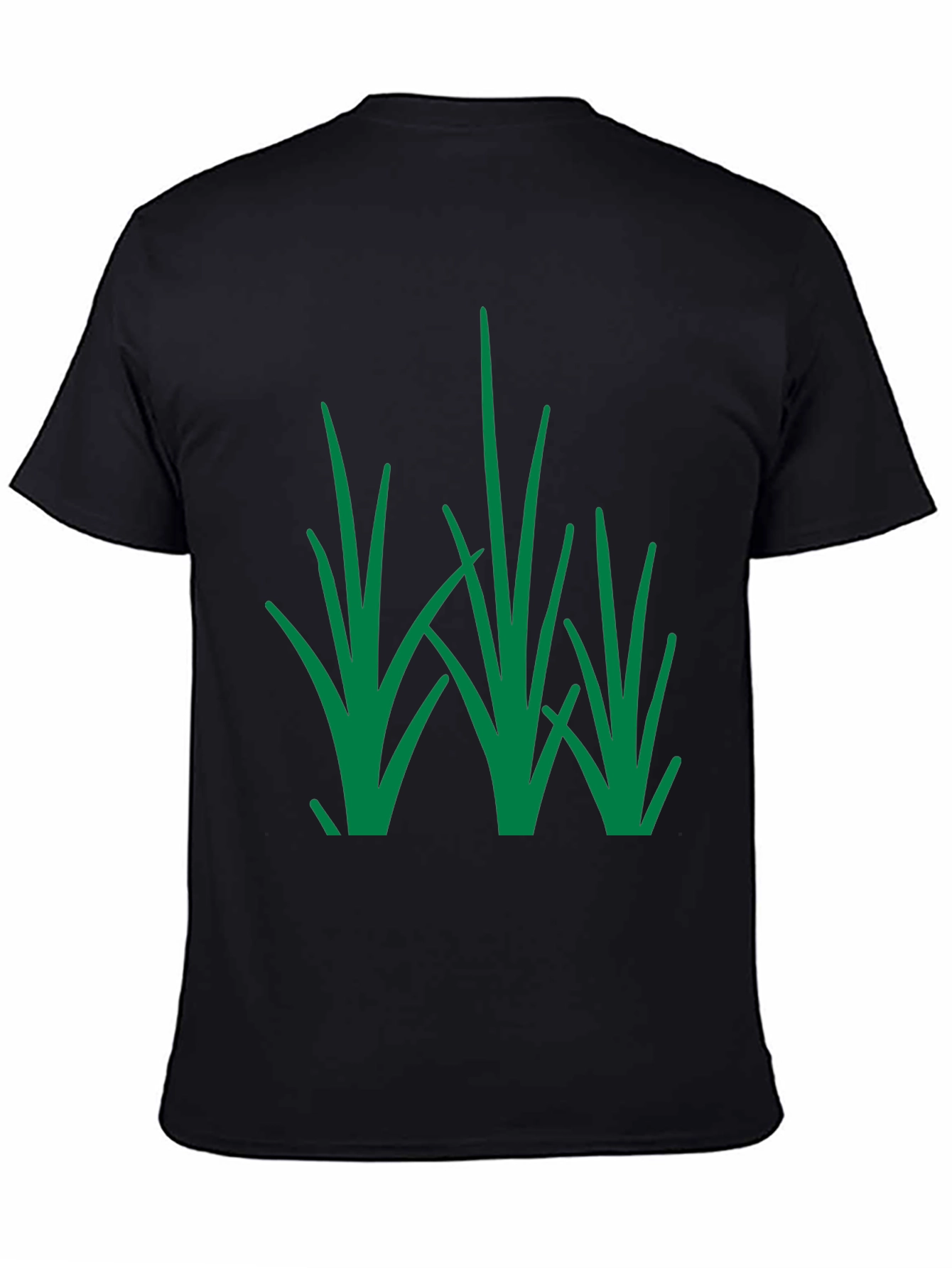 Black Green Grass Design Black T-Shirt view 4