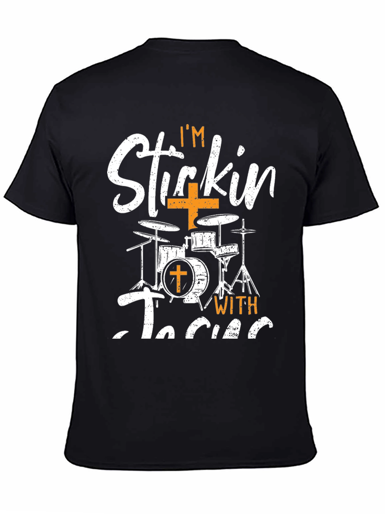 Black Stickin' with Jesus Drummer Christian T-Shirt view 4