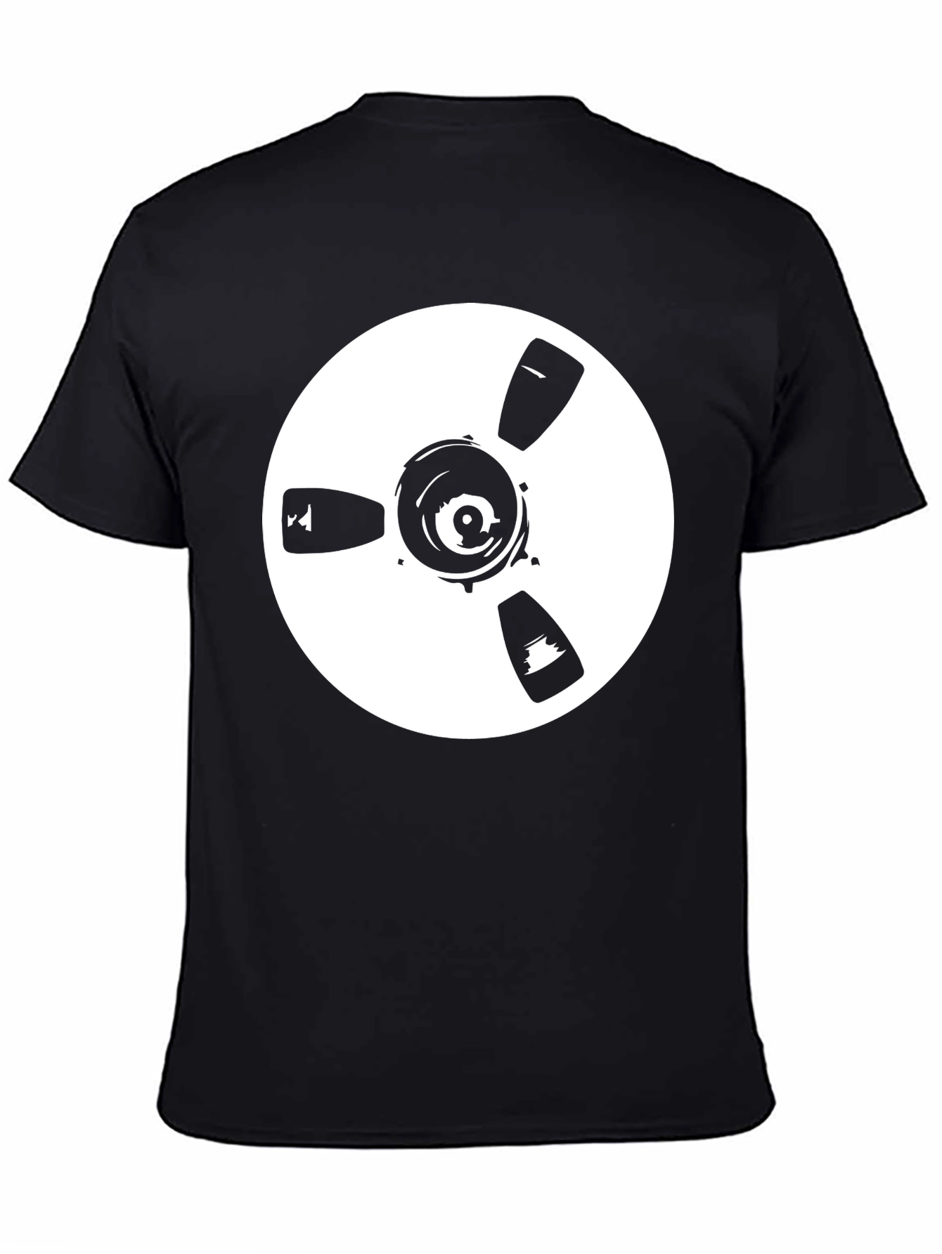 Black Retro Reel-to-Reel Record T-Shirt view 4
