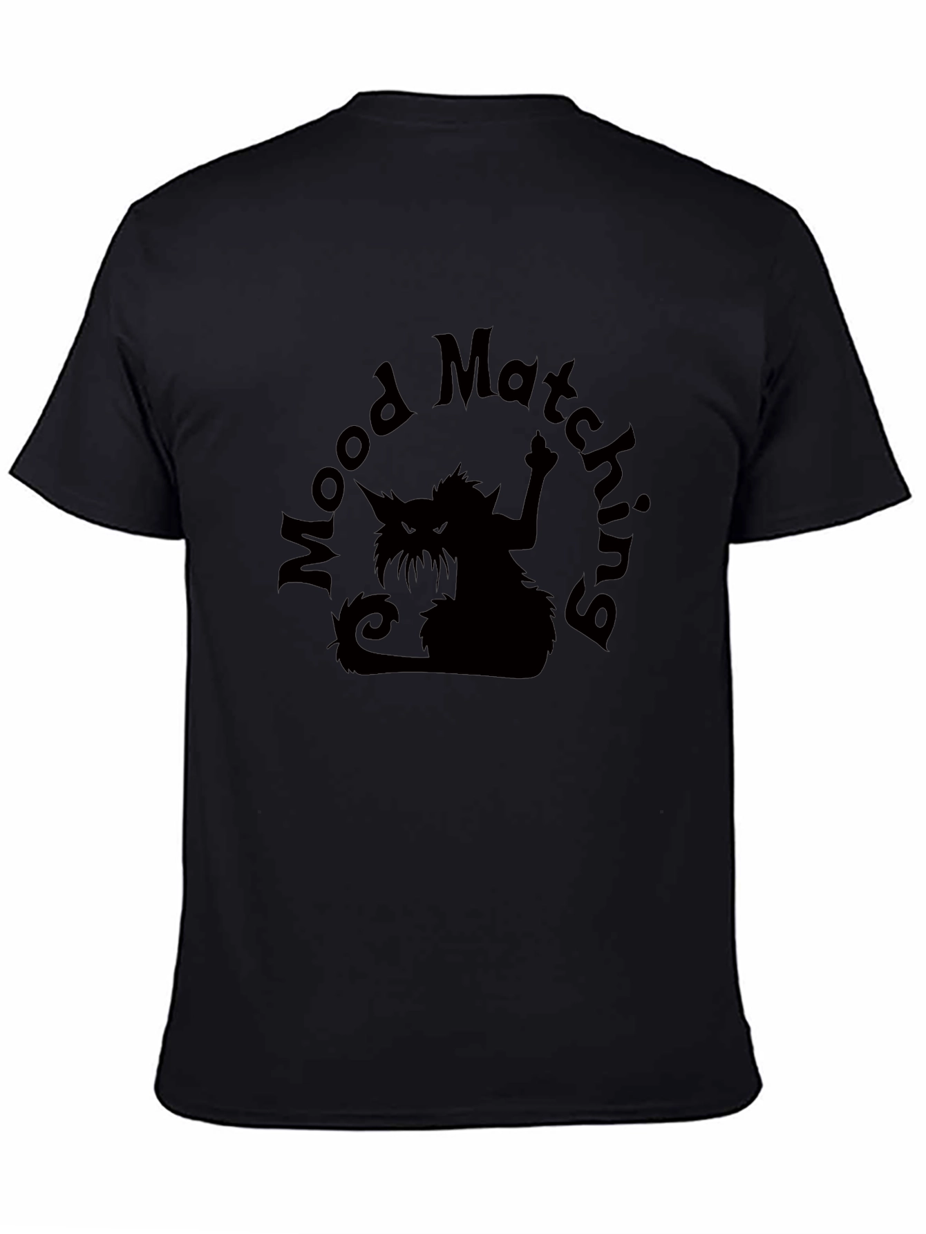Black Mood Matching Cat Graphic Tee - Black Cotton T-Shirt view 4