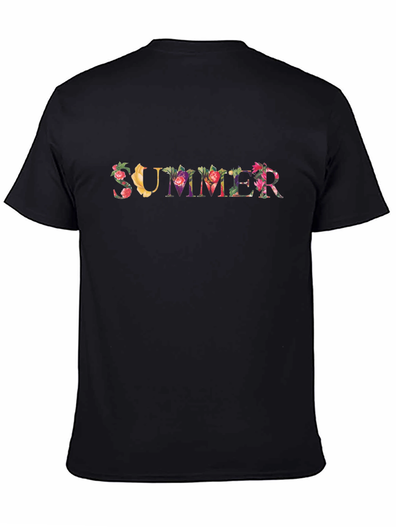 Black Floral "Summer" Graphic Print Black Tee view 4