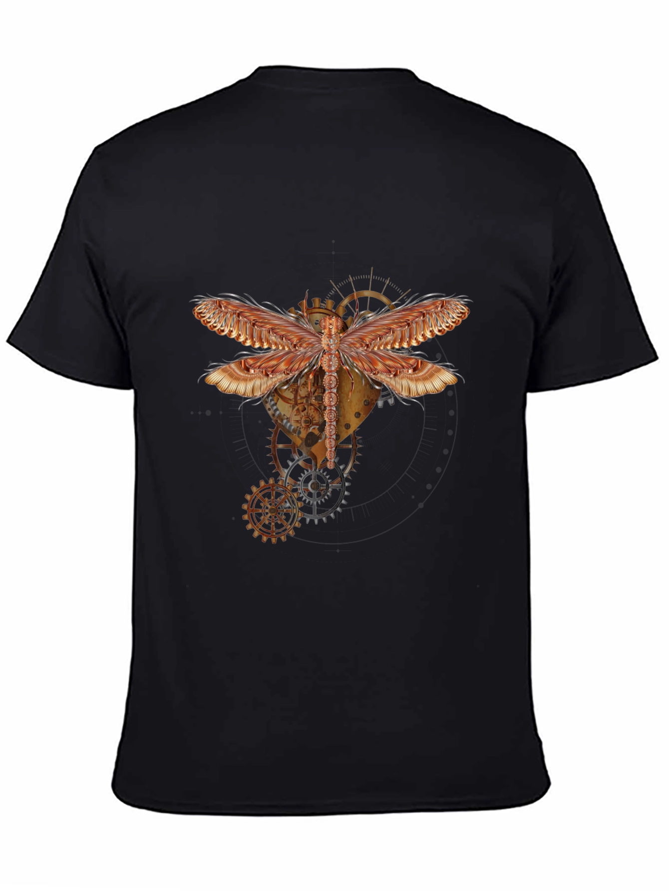 Black Steampunk Dragonfly Graphic Tee - Unique Design view 4