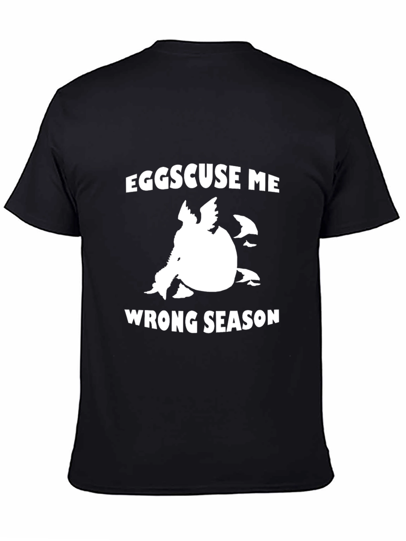 Black Eggscuse Me Wrong Season Black Graphic Tee view 4