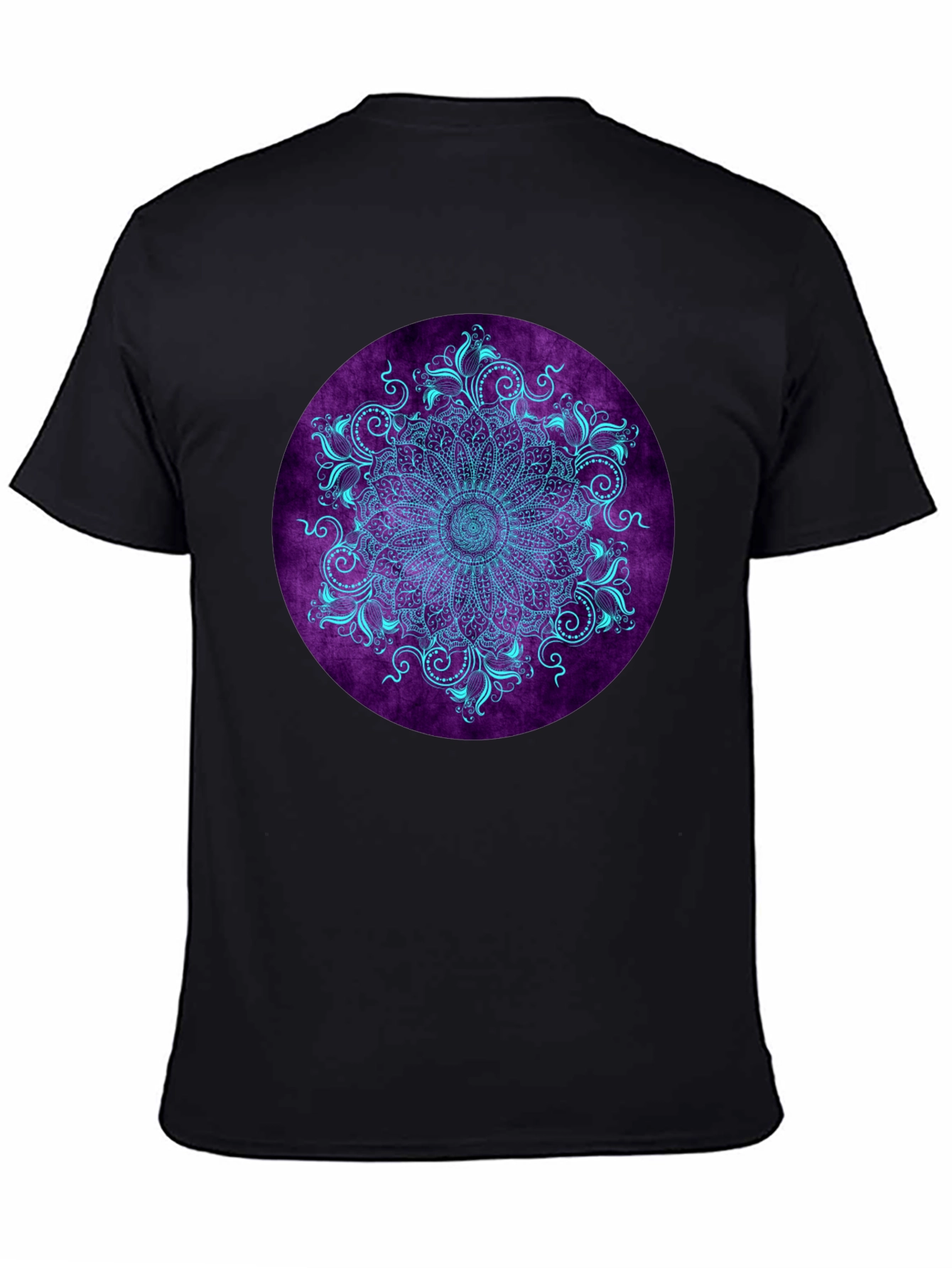 Black Mandala Print Black T-Shirt view 4