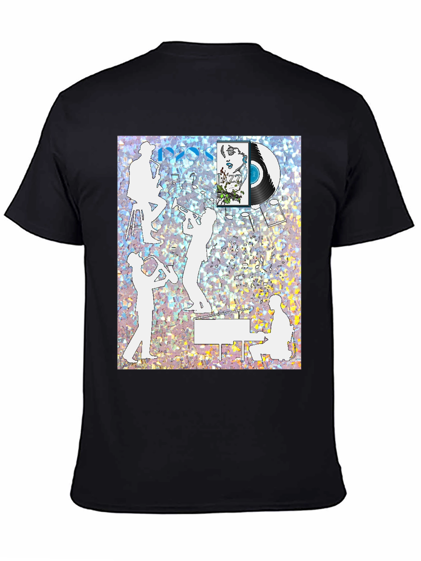 Black Jazz Music T-Shirt - Vintage Style view 4