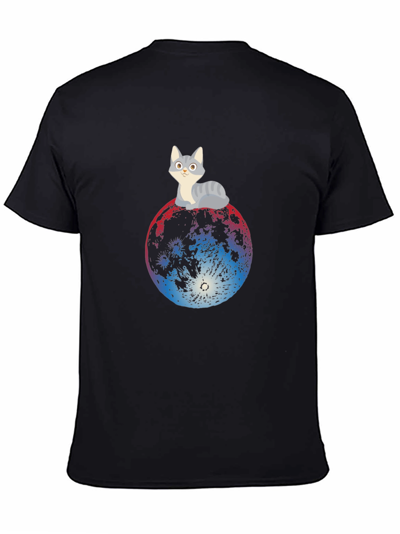 Black Cat on Moon Graphic Tee - Black T-Shirt view 4