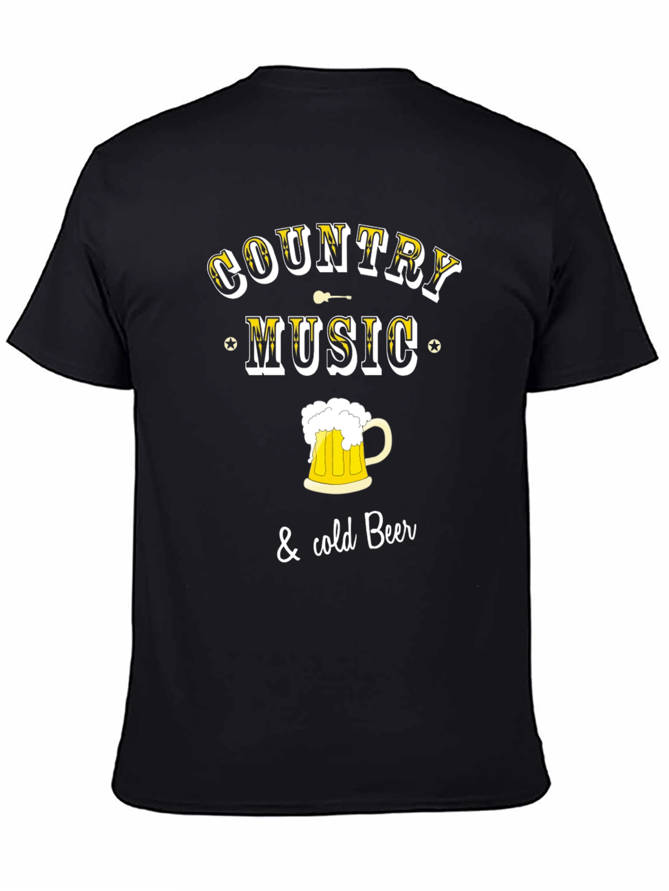 Black Country Music & Cold Beer Black Graphic T-Shirt view 4