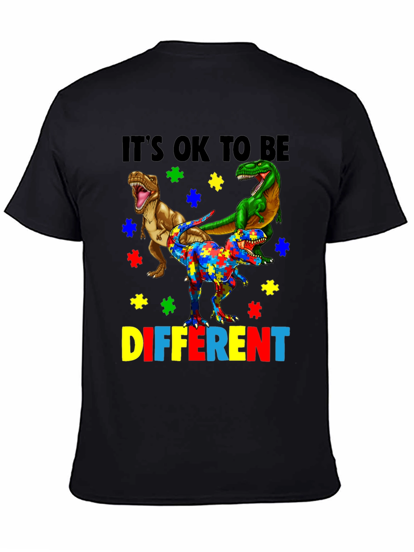 Black It's OK To Be Different Autism Awareness T-Shirt view 4