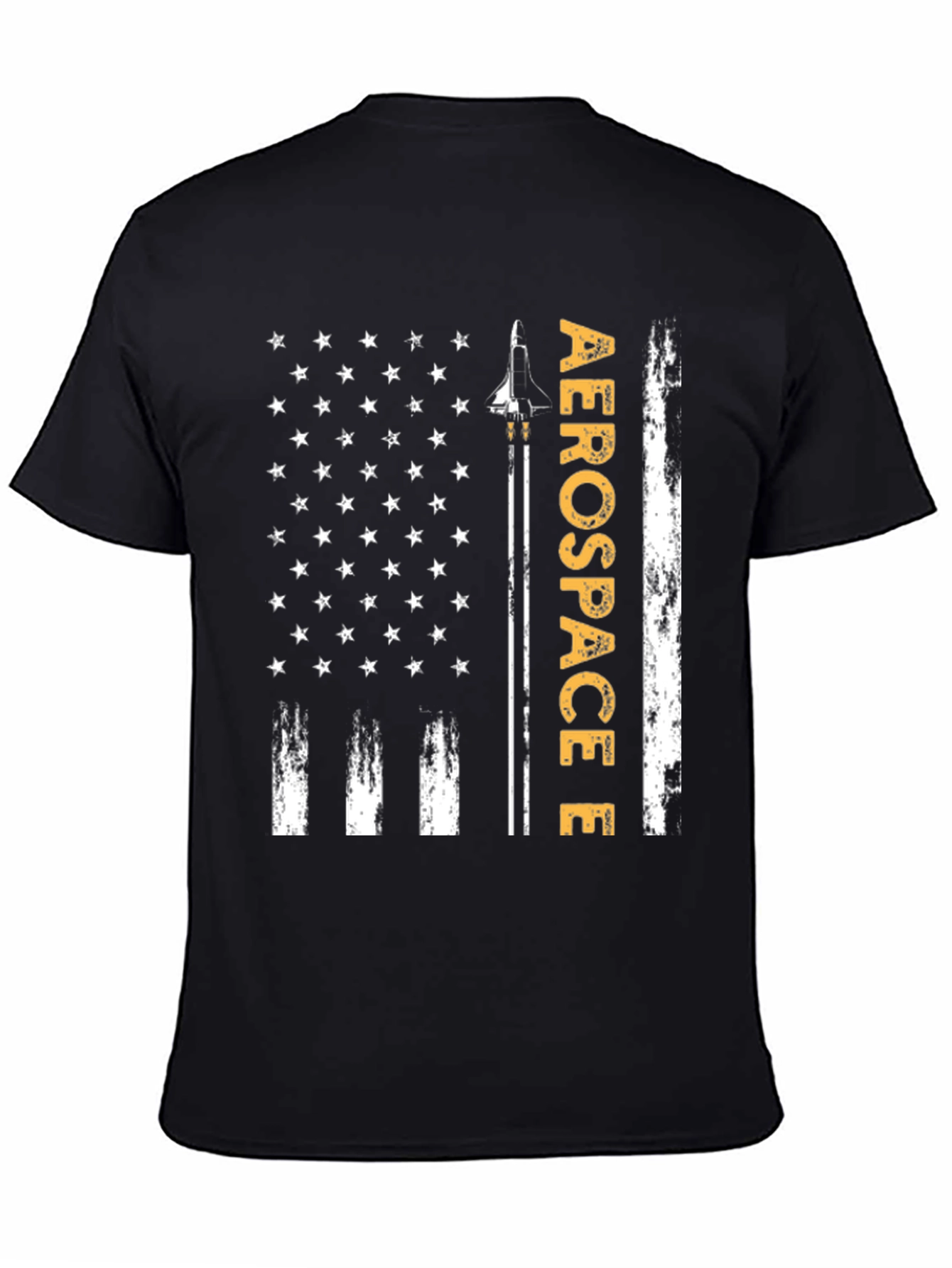 Black Aerospace Flag Graphic T-Shirt - Patriotic Design view 4