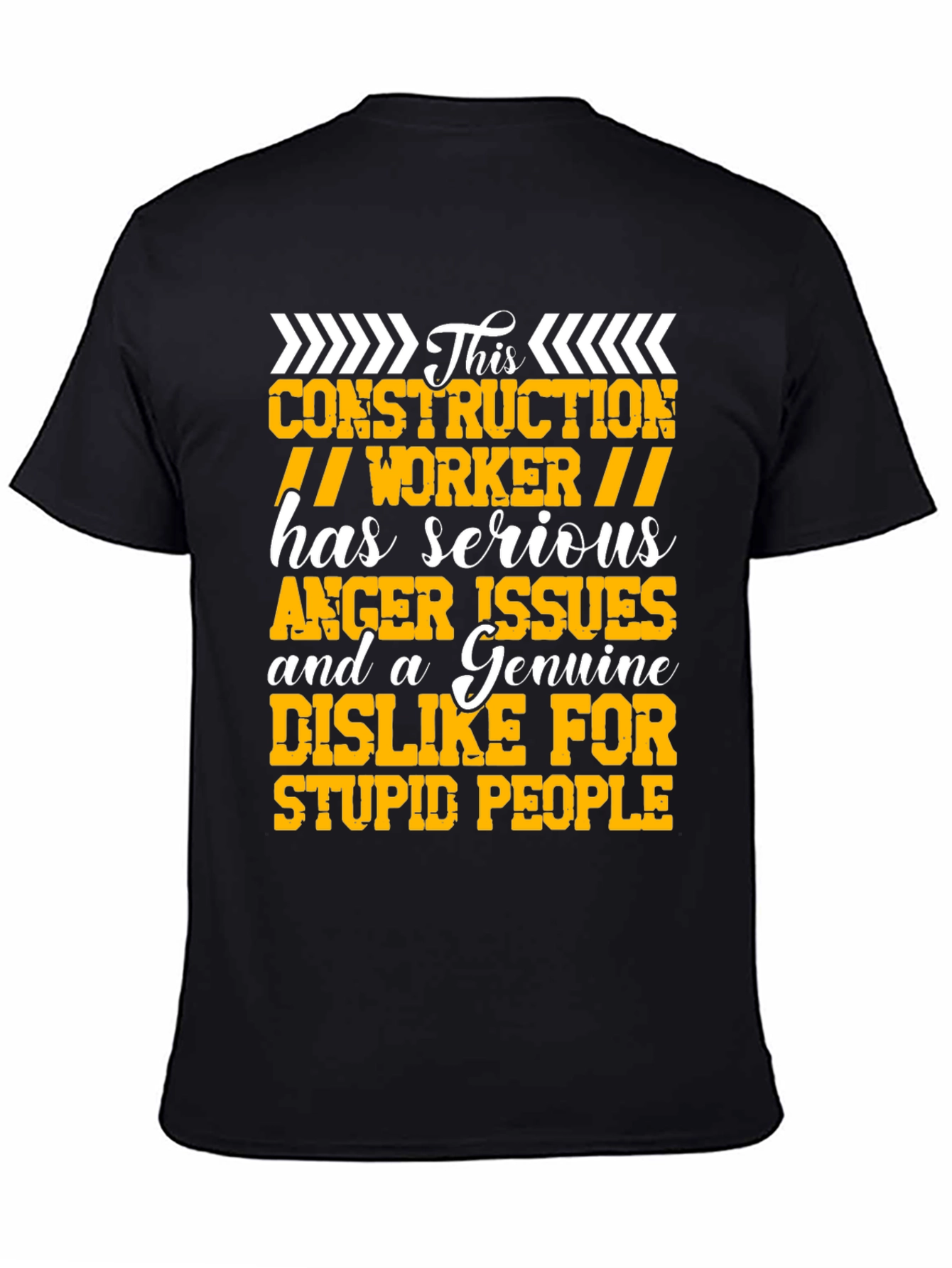 Black Construction Worker Serious Anger Issues Graphic Tee view 4
