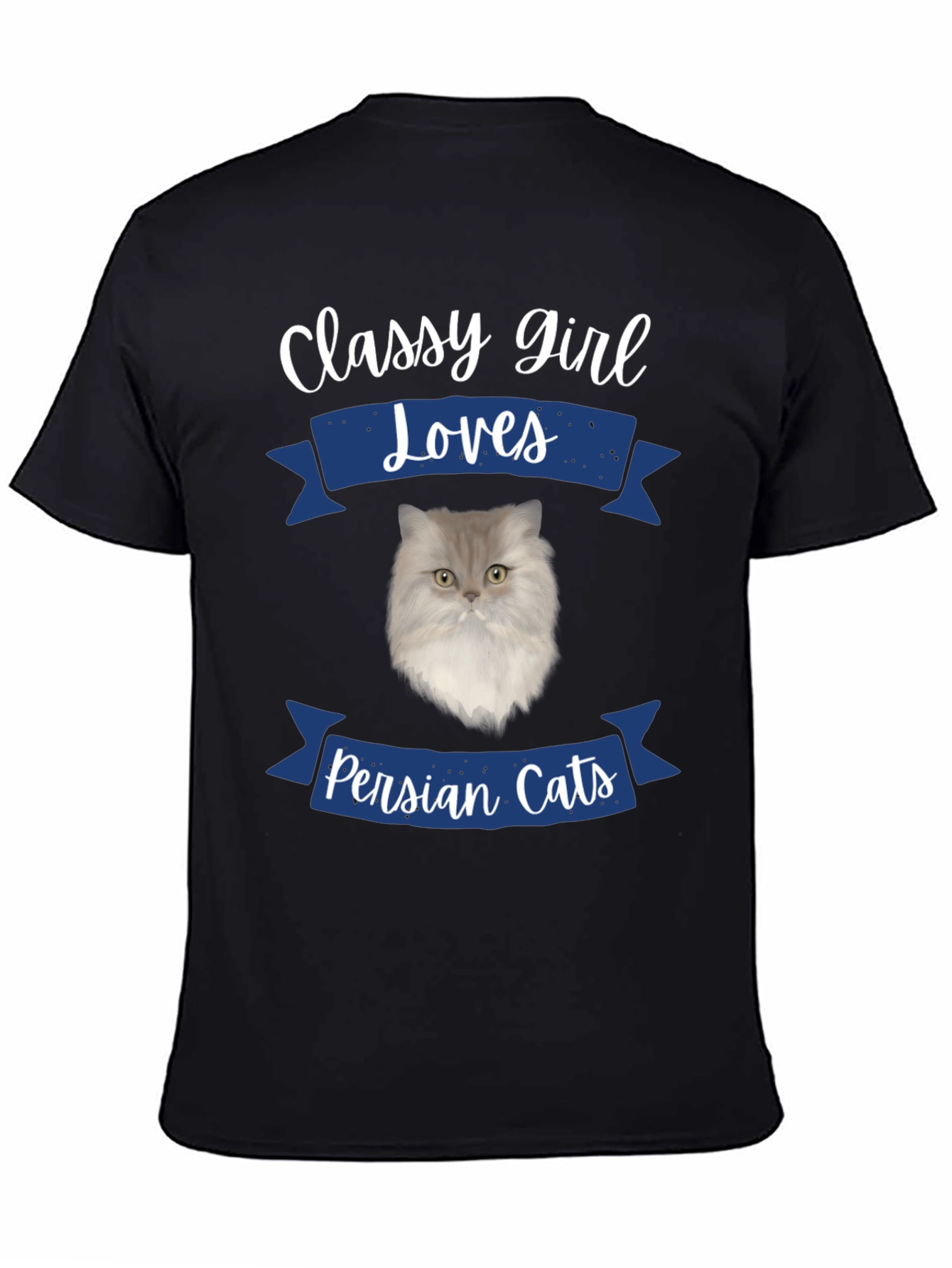 Black Classy Girl Loves Persian Cats T-Shirt view 4