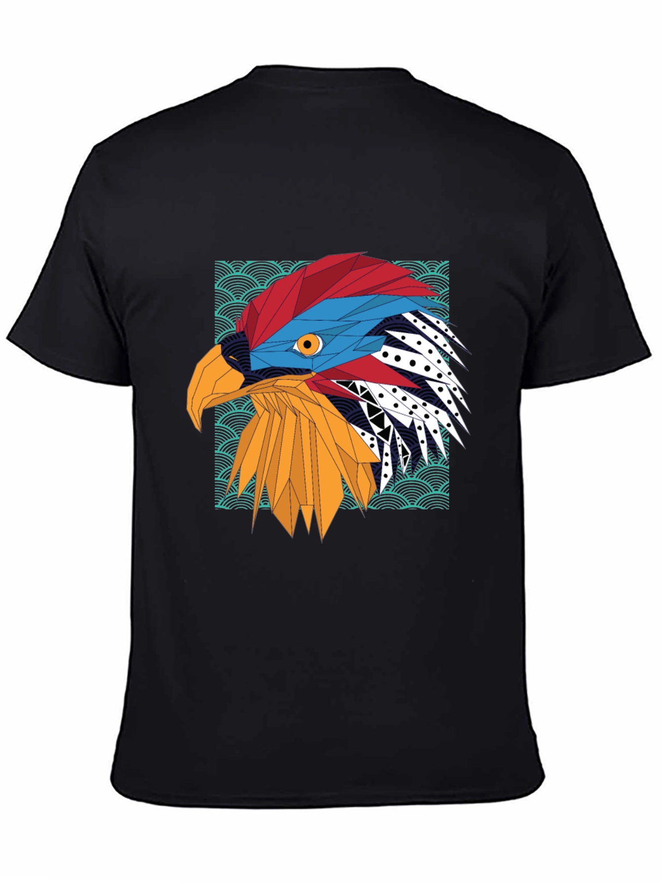 Black Geometric Eagle Graphic Tee - Stylish Men's T-Shirt view 4