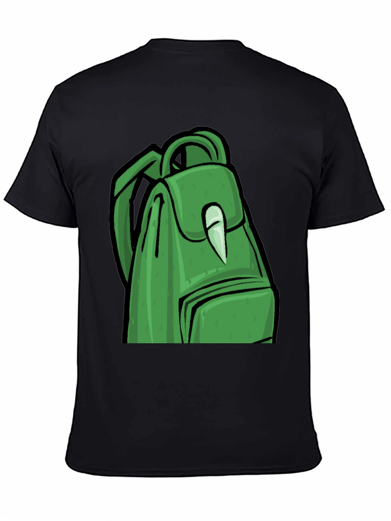 Black Green Backpack Graphic T-Shirt - Trendy Style view 4
