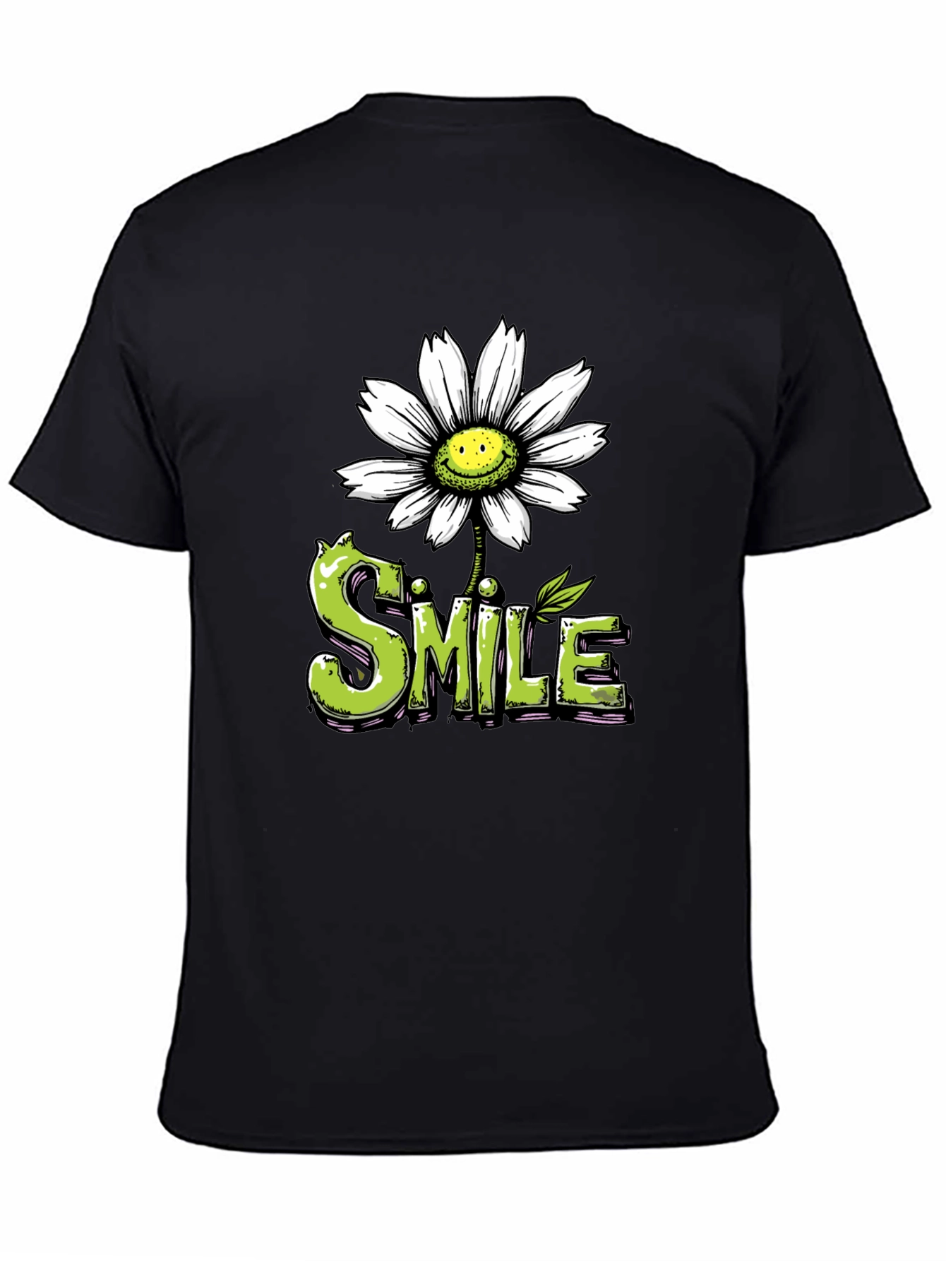 Black Smile Daisy Graphic Tee - Positive Vibes Shirt view 4