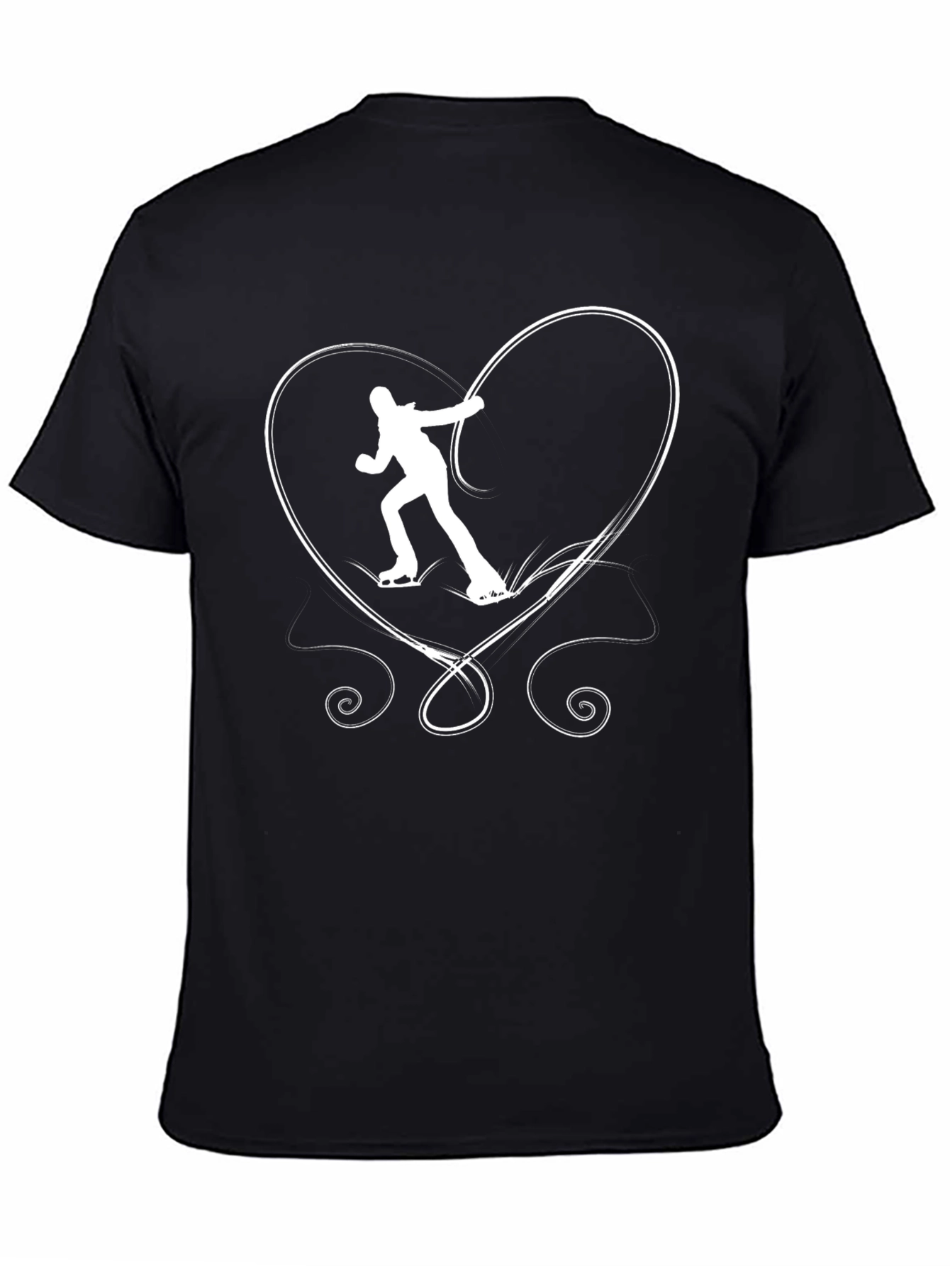 Black Figure Skating Heart T-Shirt - Black view 4