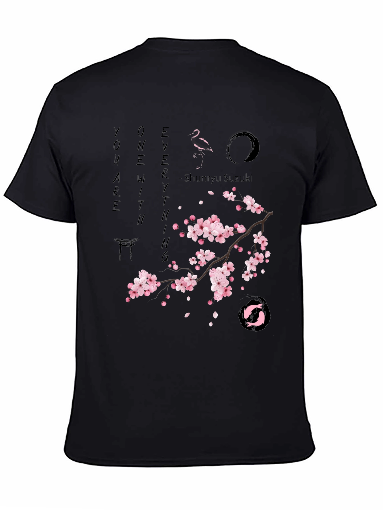 Black Zen Cherry Blossom Graphic T-Shirt - Unisex view 4