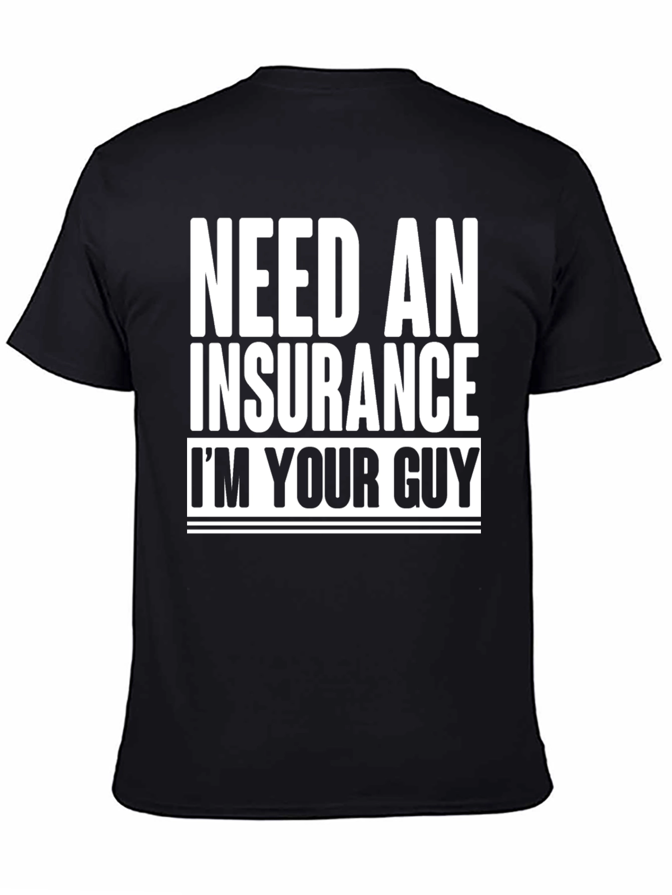 Black Insurance Guy T-Shirt - Black Cotton Tee view 4