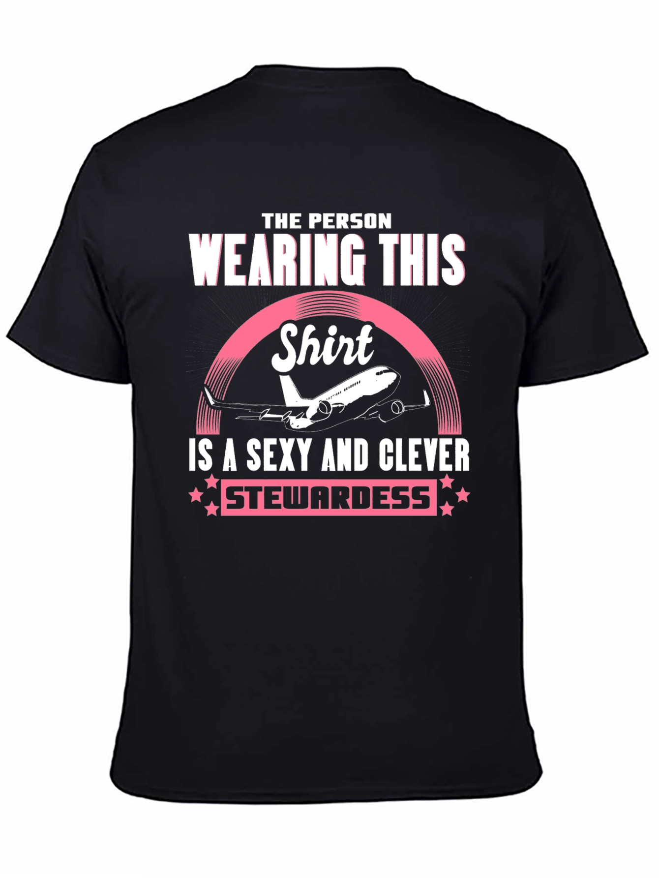 Black Sexy & Clever Stewardess T-Shirt view 4