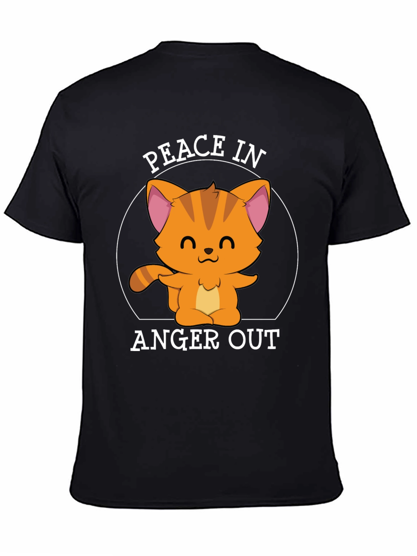 Black Peace In Anger Out Cat T-Shirt view 4