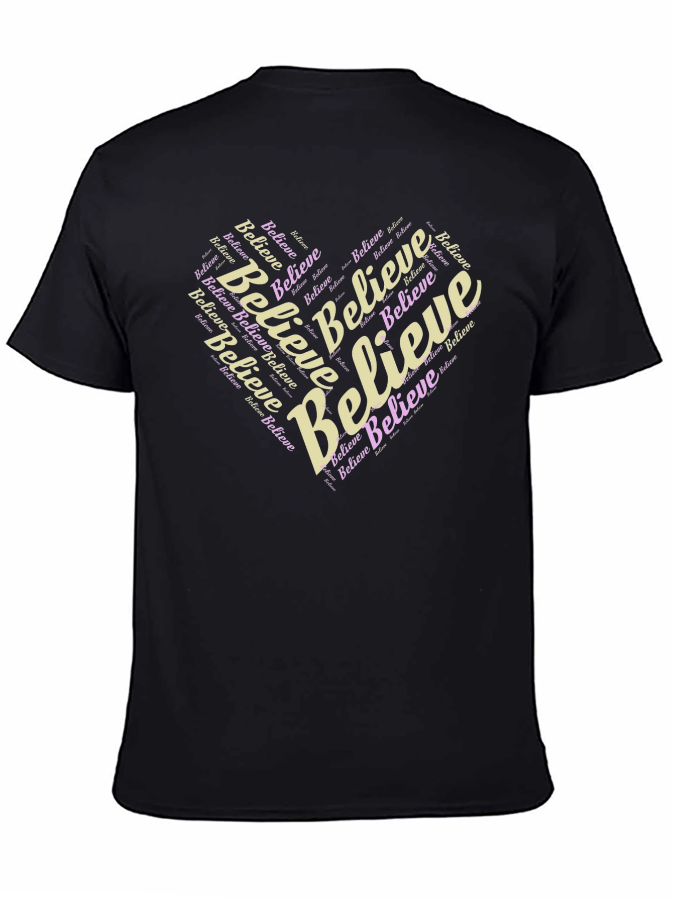 Black Believe Heart Graphic Black T-Shirt view 4