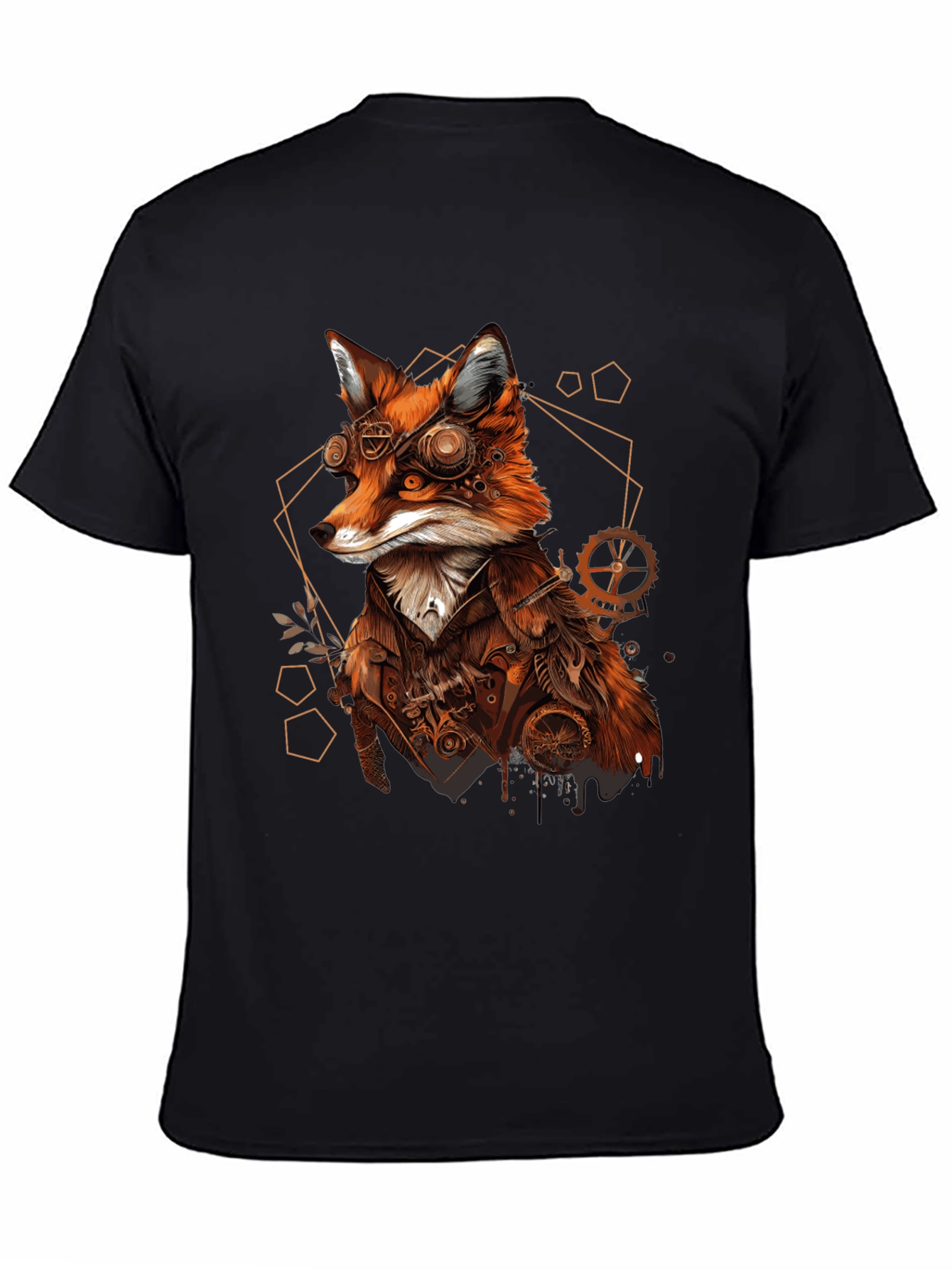 Black Steampunk Fox Graphic Tee - Unique Animal Design view 4