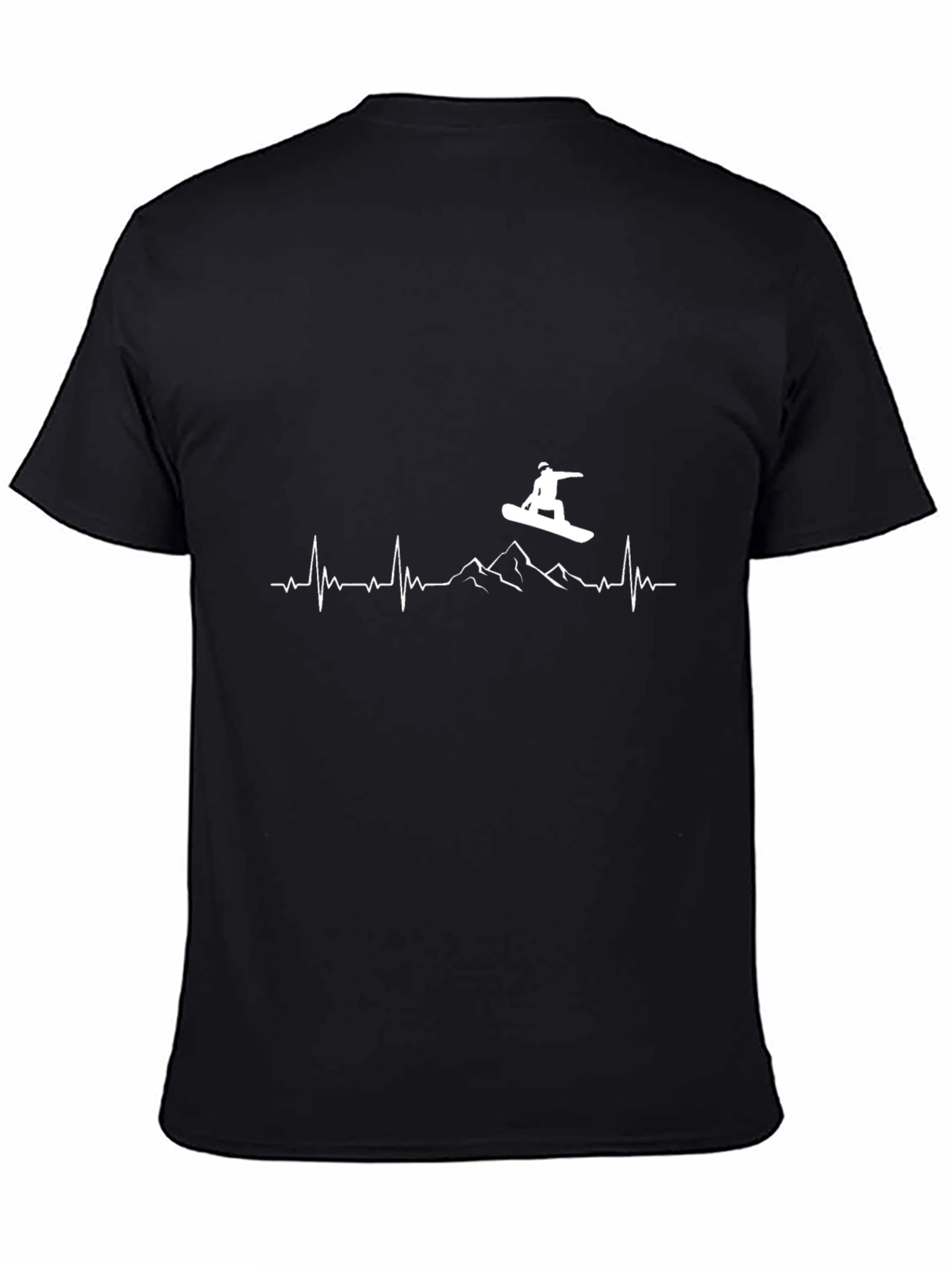 Black Snowboard Heartbeat T-Shirt - Mountain Sports Tee view 4