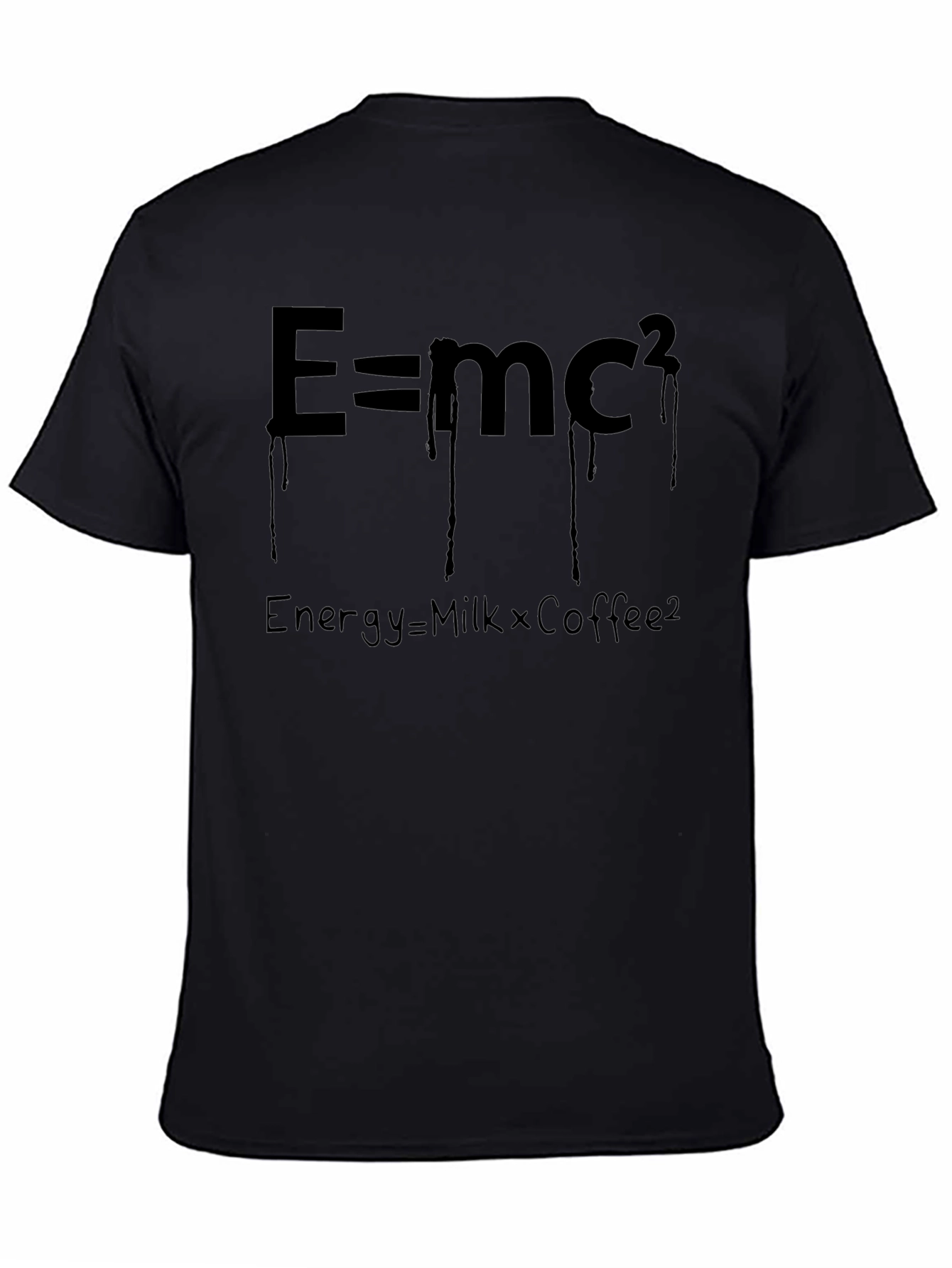 Black E=mc2 Graphic T-Shirt - Black, Humorous Physics Tee view 4