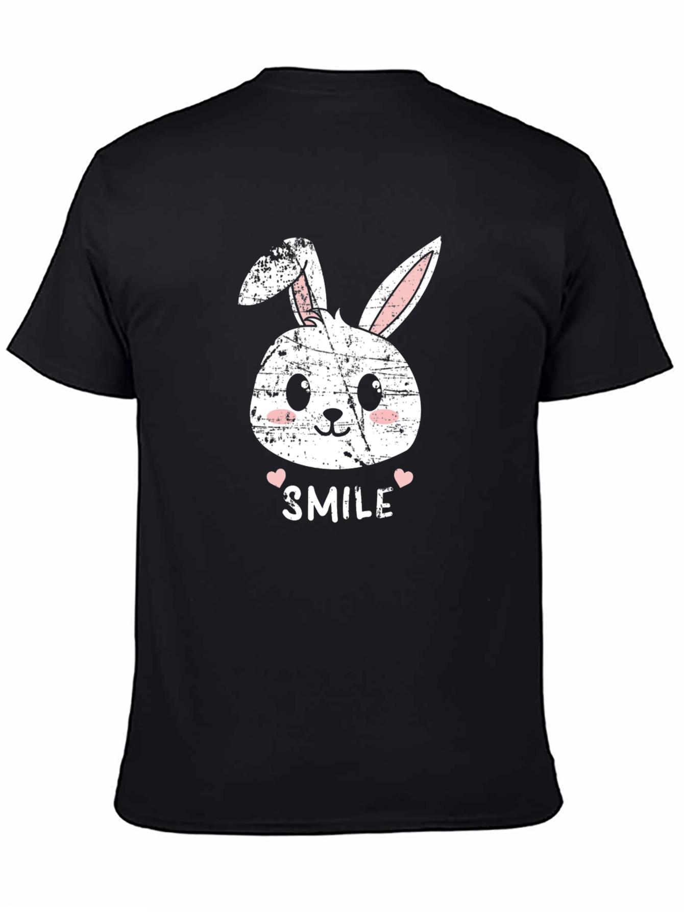Black Cute Bunny Smile Black T-Shirt view 4