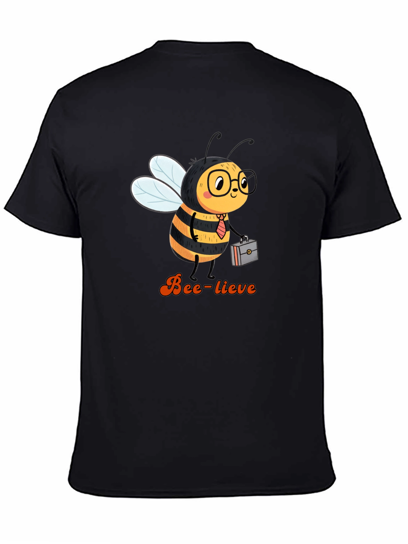 Black Bee-lieve Graphic Tee - Black Cotton T-Shirt view 4
