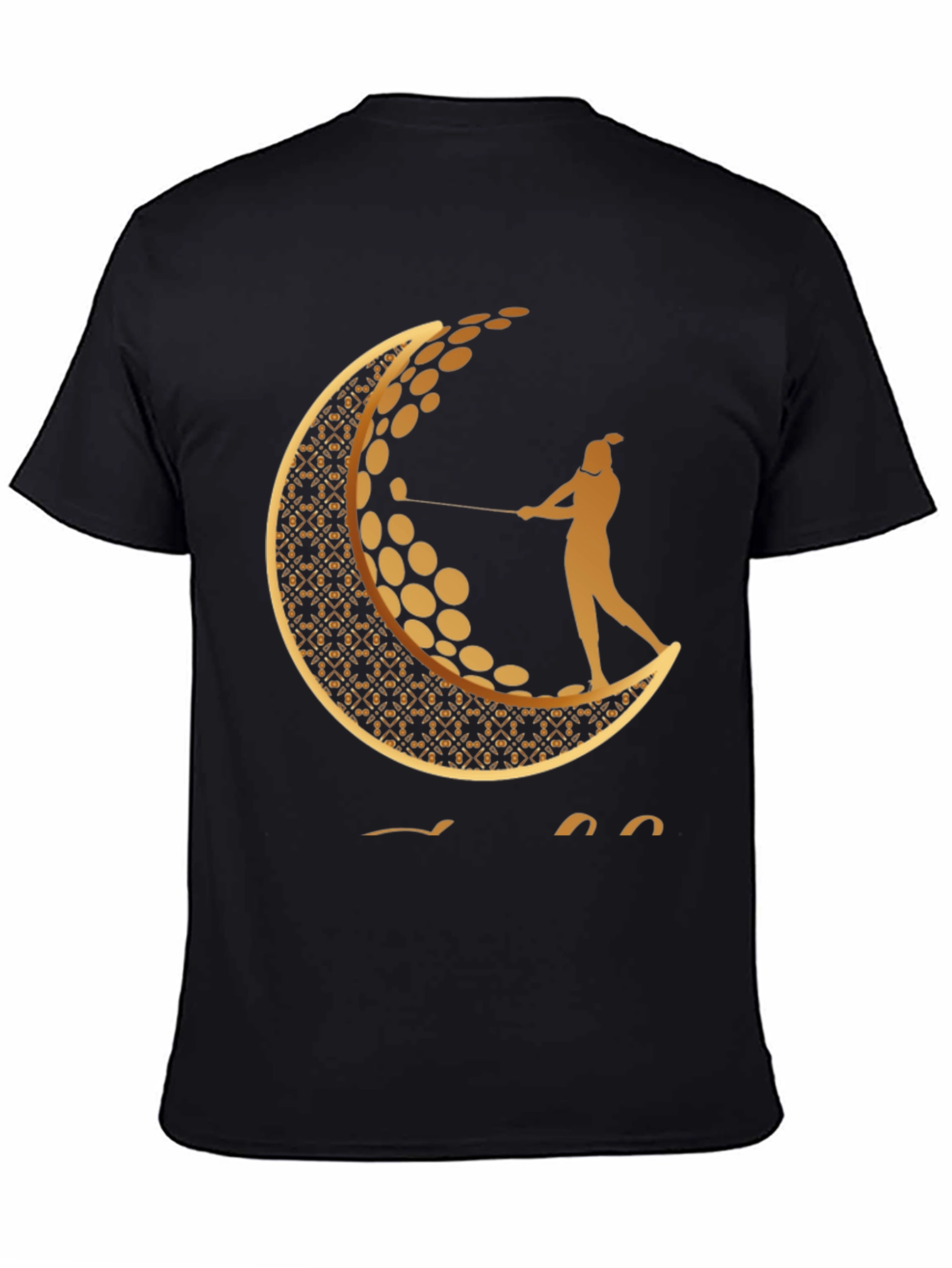 Black Golf Moon Tee - Unique Graphic Print Shirt view 4