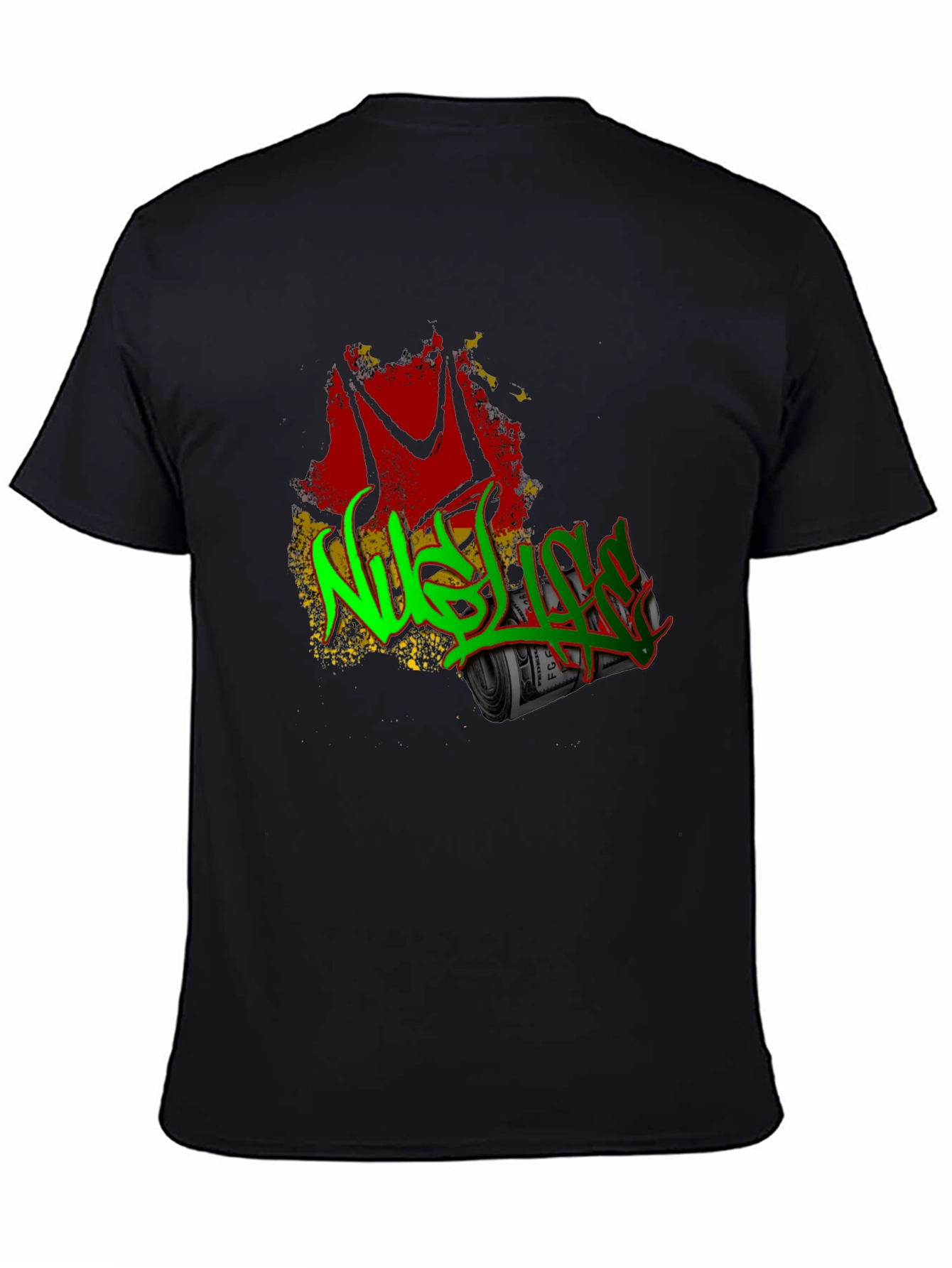 Black Graffiti Graphic Black T-Shirt view 4