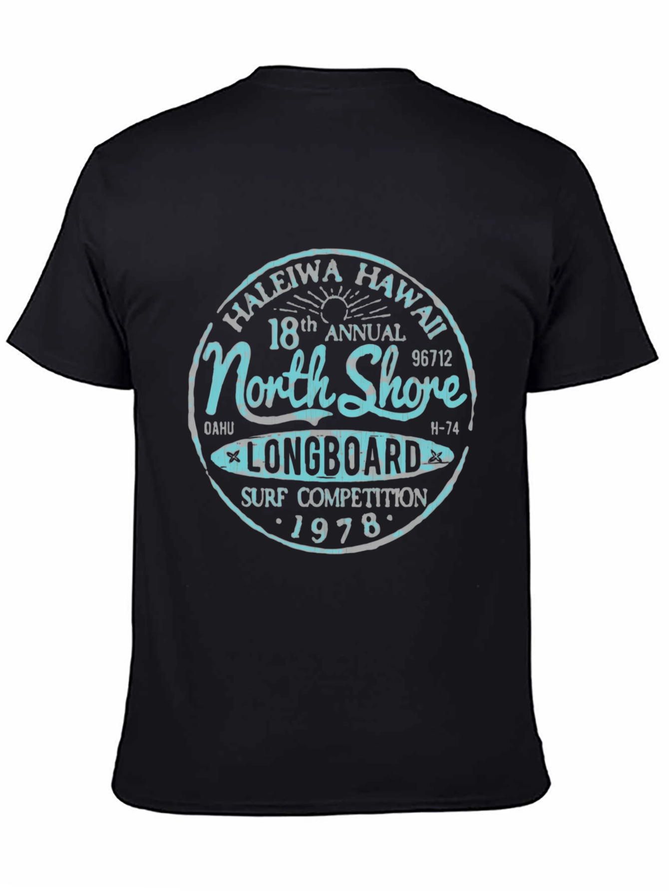 Black North Shore Longboard Surf Competition 1978 T-Shirt view 4