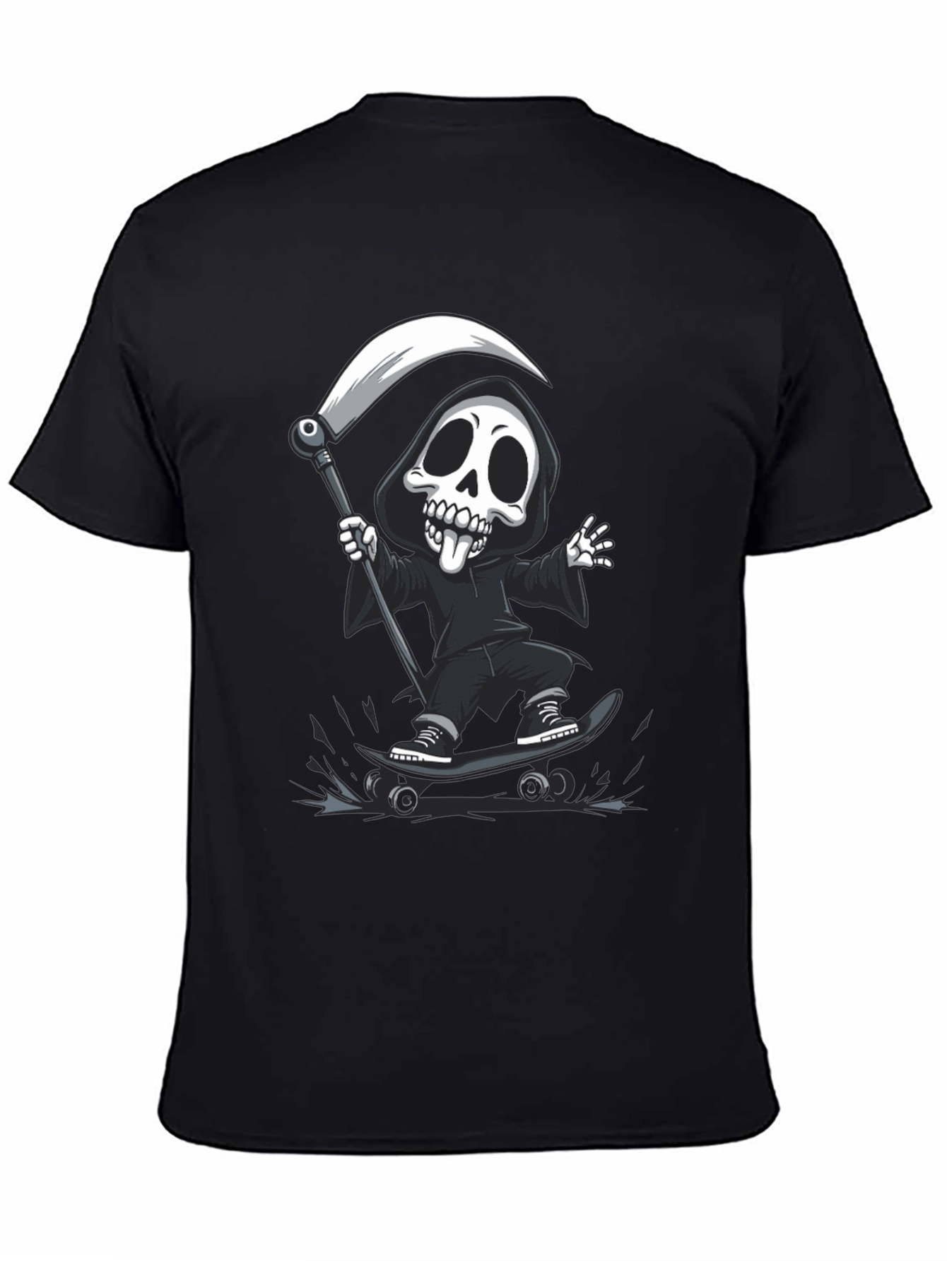 Black Skateboarding Grim Reaper Black T-Shirt view 4