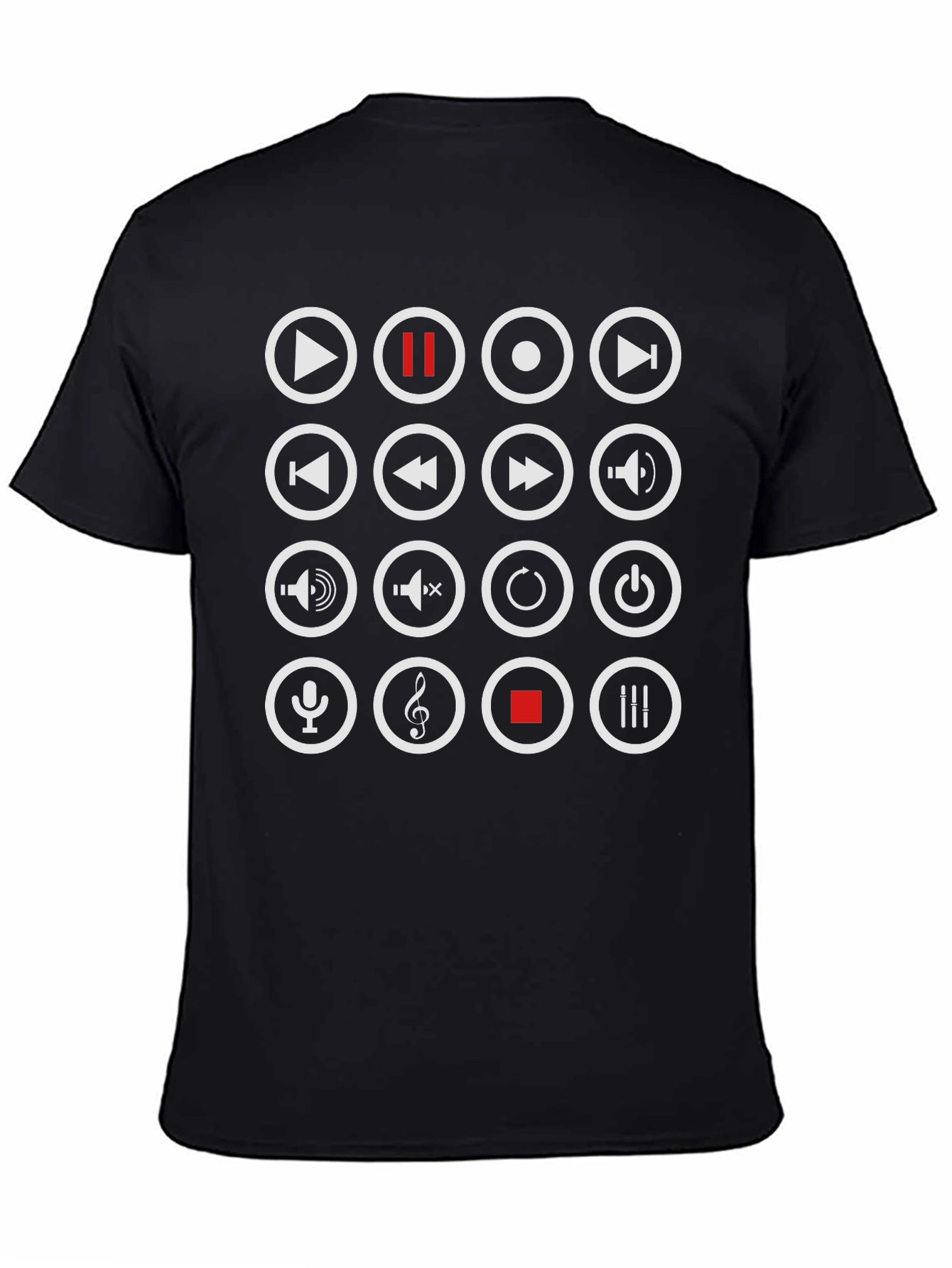 Black Audio Control Button Graphic Tee - Black view 4