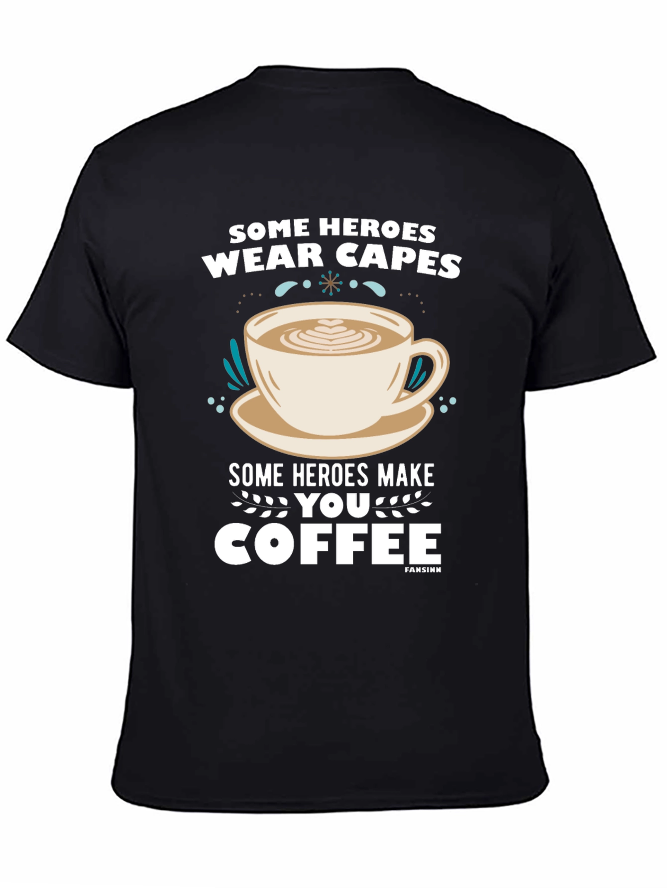 Black Some Heroes Coffee T-Shirt - Caffeine Hero Tee view 4