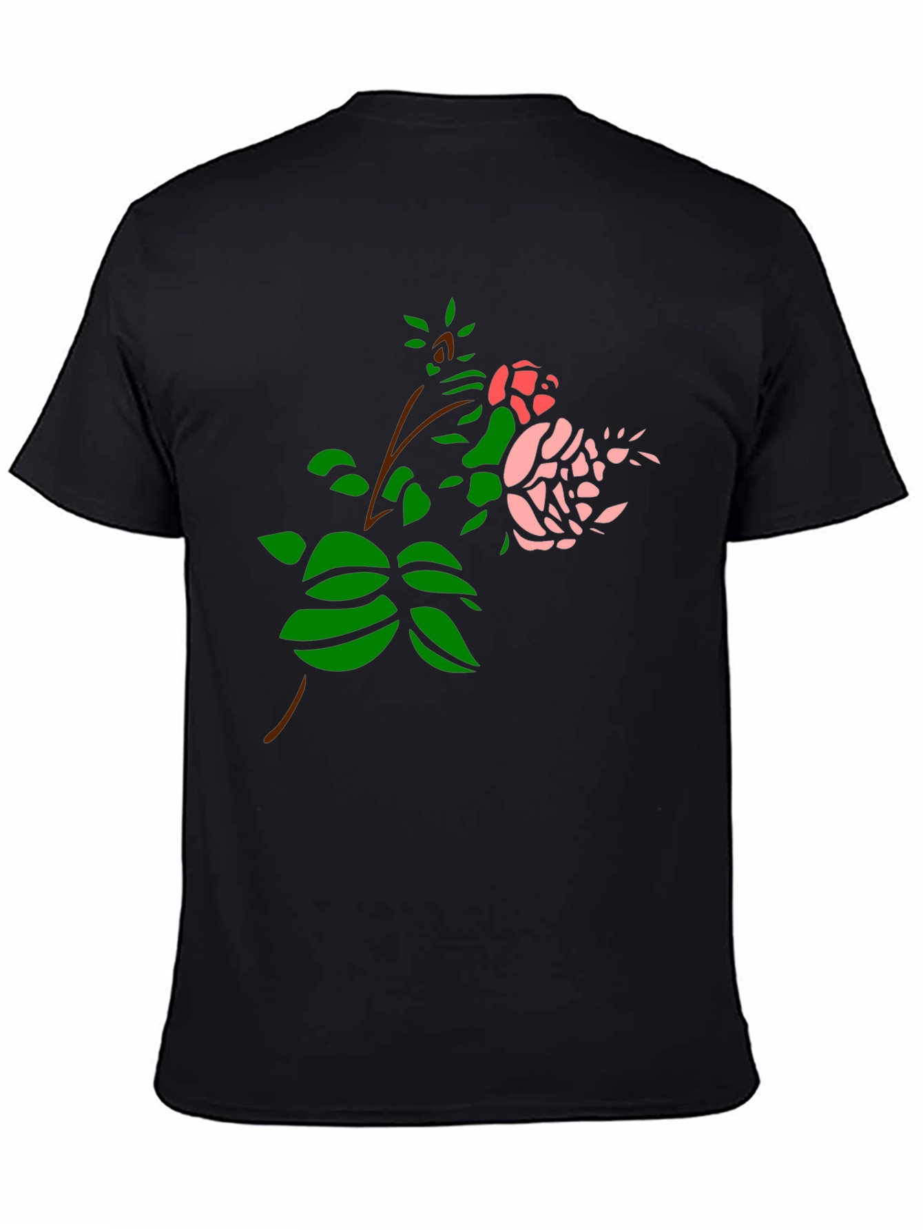 Black Black T-Shirt with Rose Design view 4