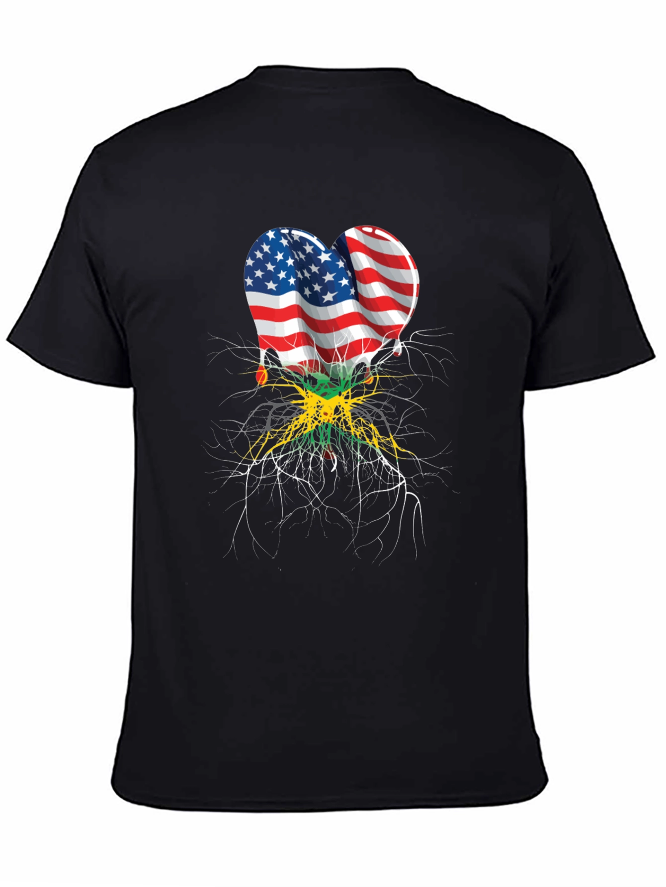 USA Jamaica Flag Heart Roots T-Shirt - 4