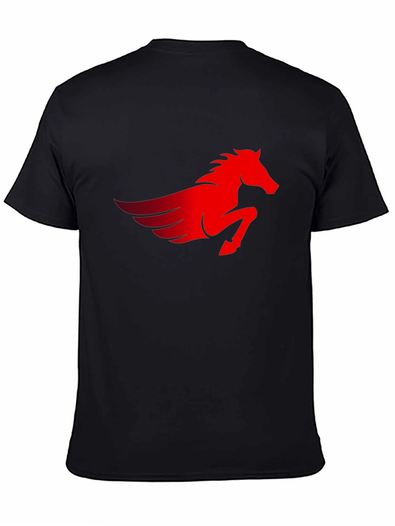 Black Men's Black T-Shirt with Red Pegasus Graphic view 4