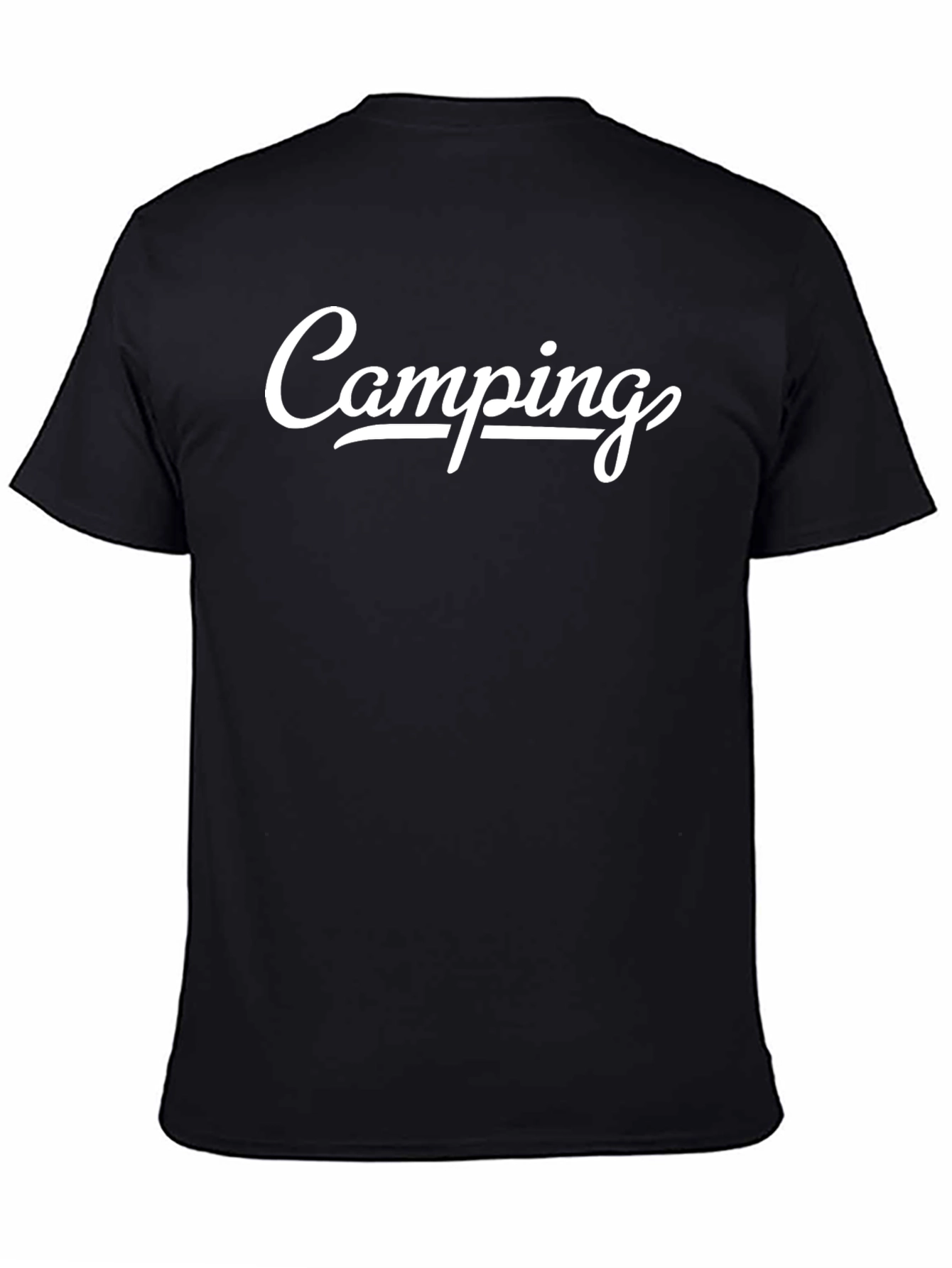 Black Camping T-Shirt - Black Crew Neck Tee view 4