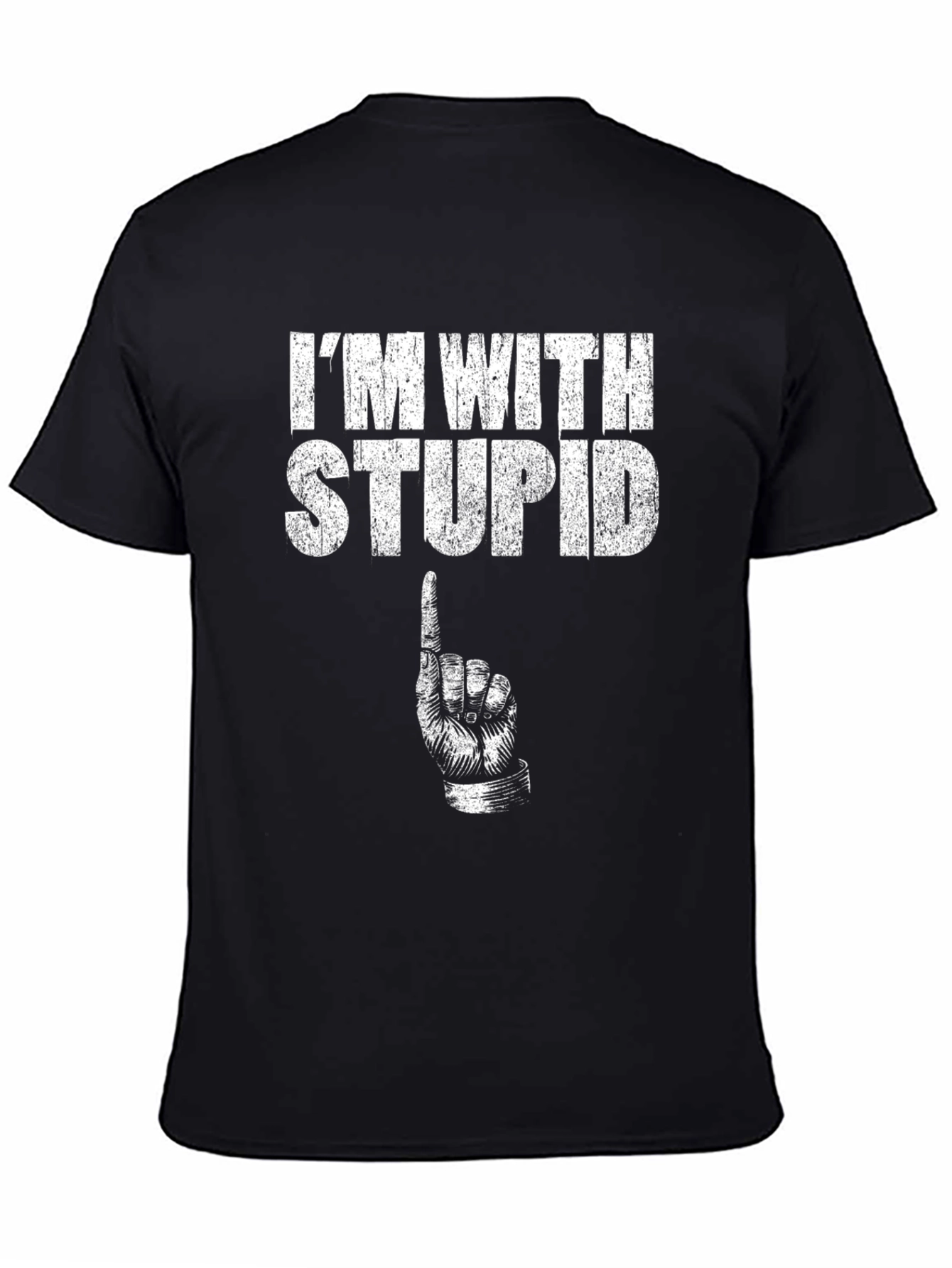 Black I'm With Stupid Graphic T-Shirt view 4
