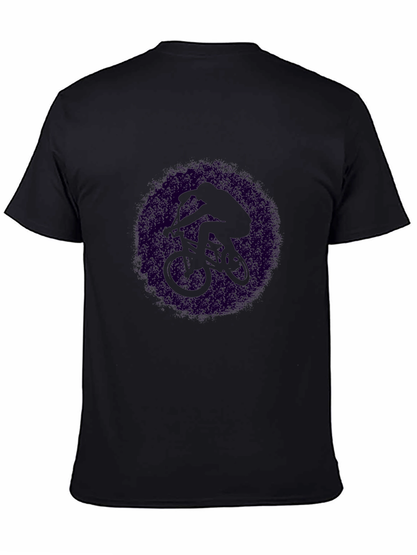 Black Cycling Silhouette T-Shirt - Black Cotton Tee view 4