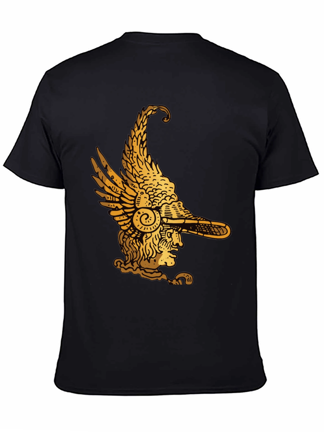 Black Winged Helmet Graphic Tee - Black Cotton view 4