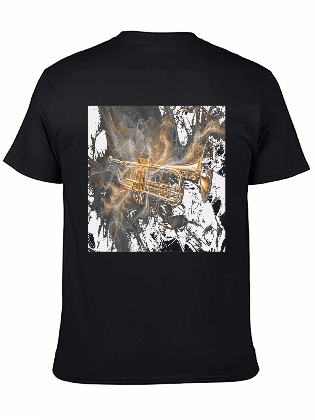 Black Musical Trumpet Graphic Black T-Shirt view 4