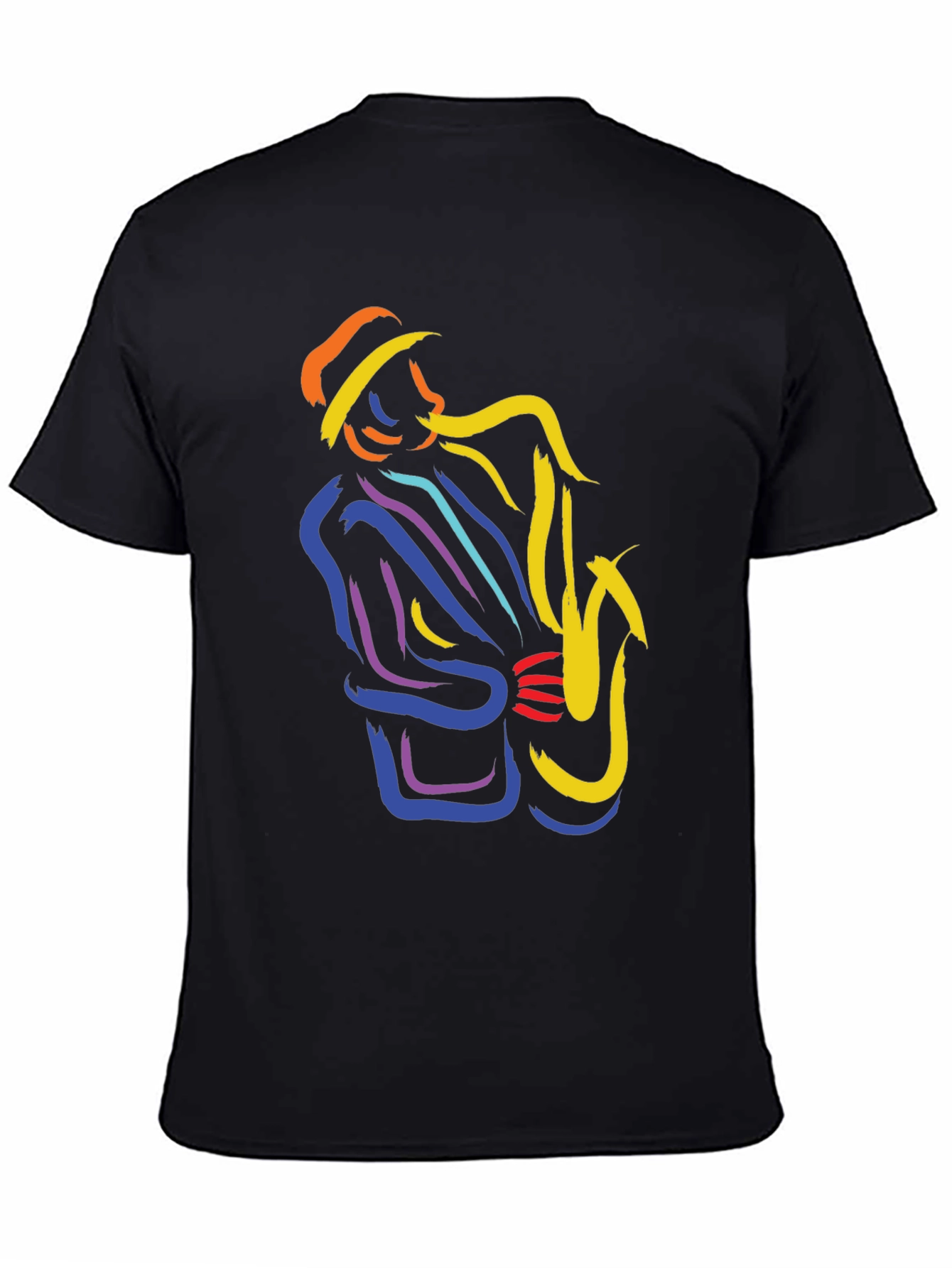 Black Jazz Player Graphic Tee - Stylish Music Lover T-Shirt view 4