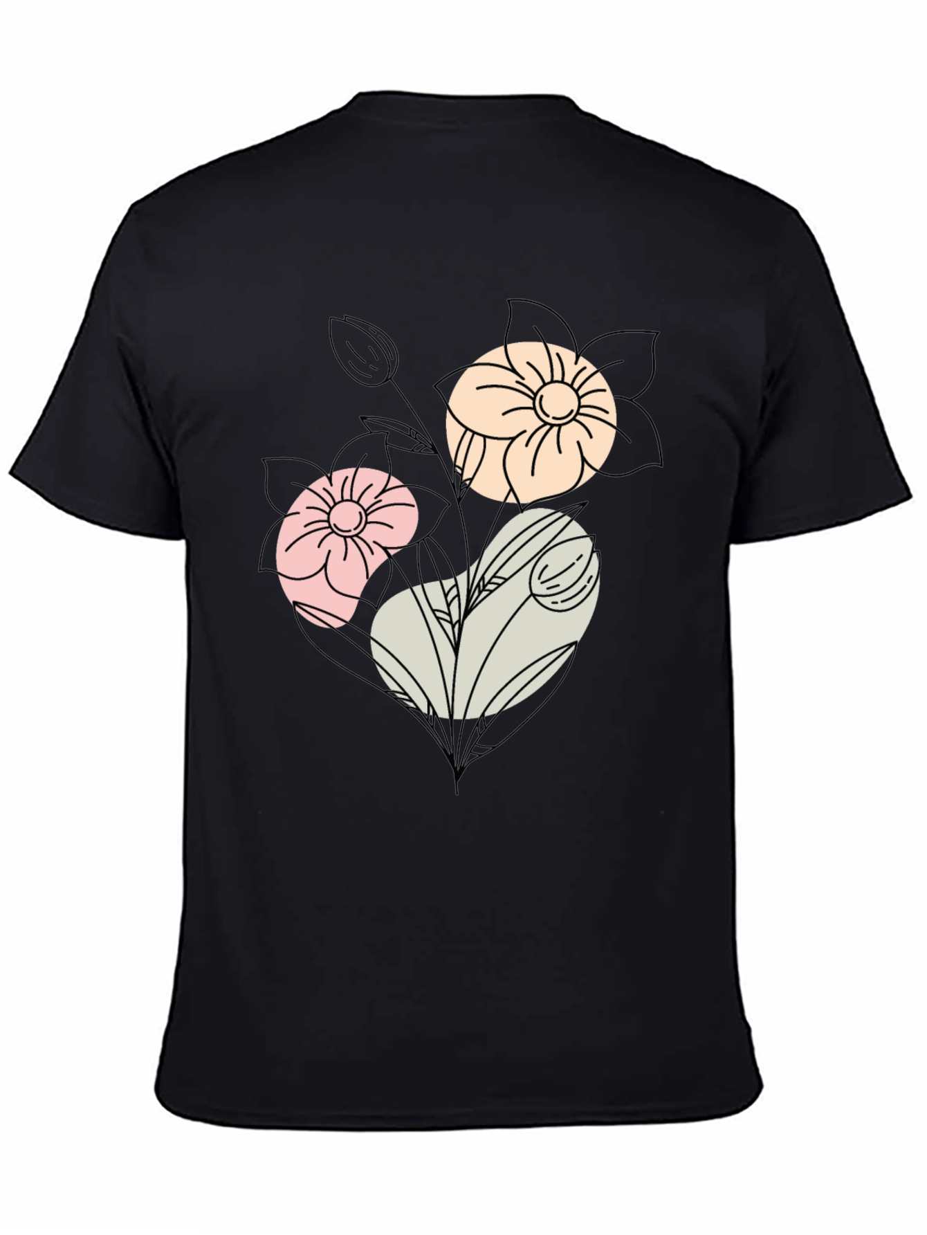 Black Floral Graphic Print Black T-Shirt view 4
