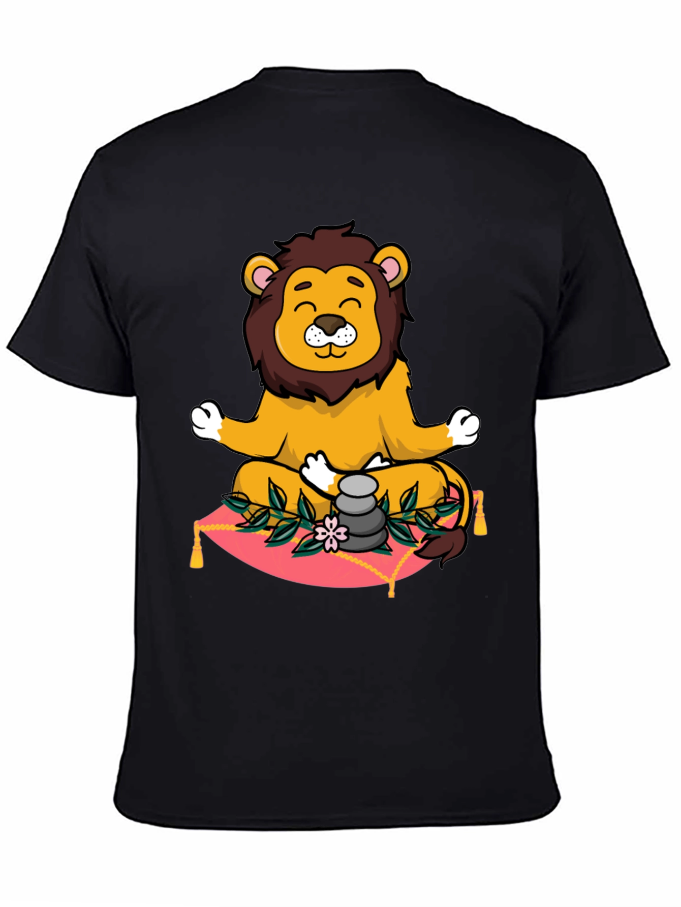 Black Zen Lion Meditation Graphic Tee view 4