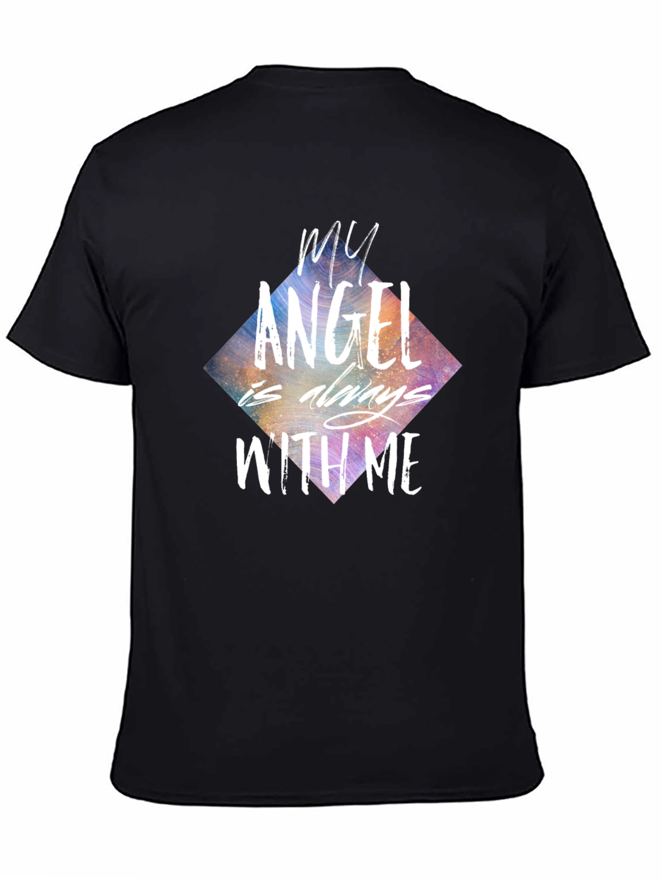 Black My Angel Is Always With Me Graphic Tee view 4