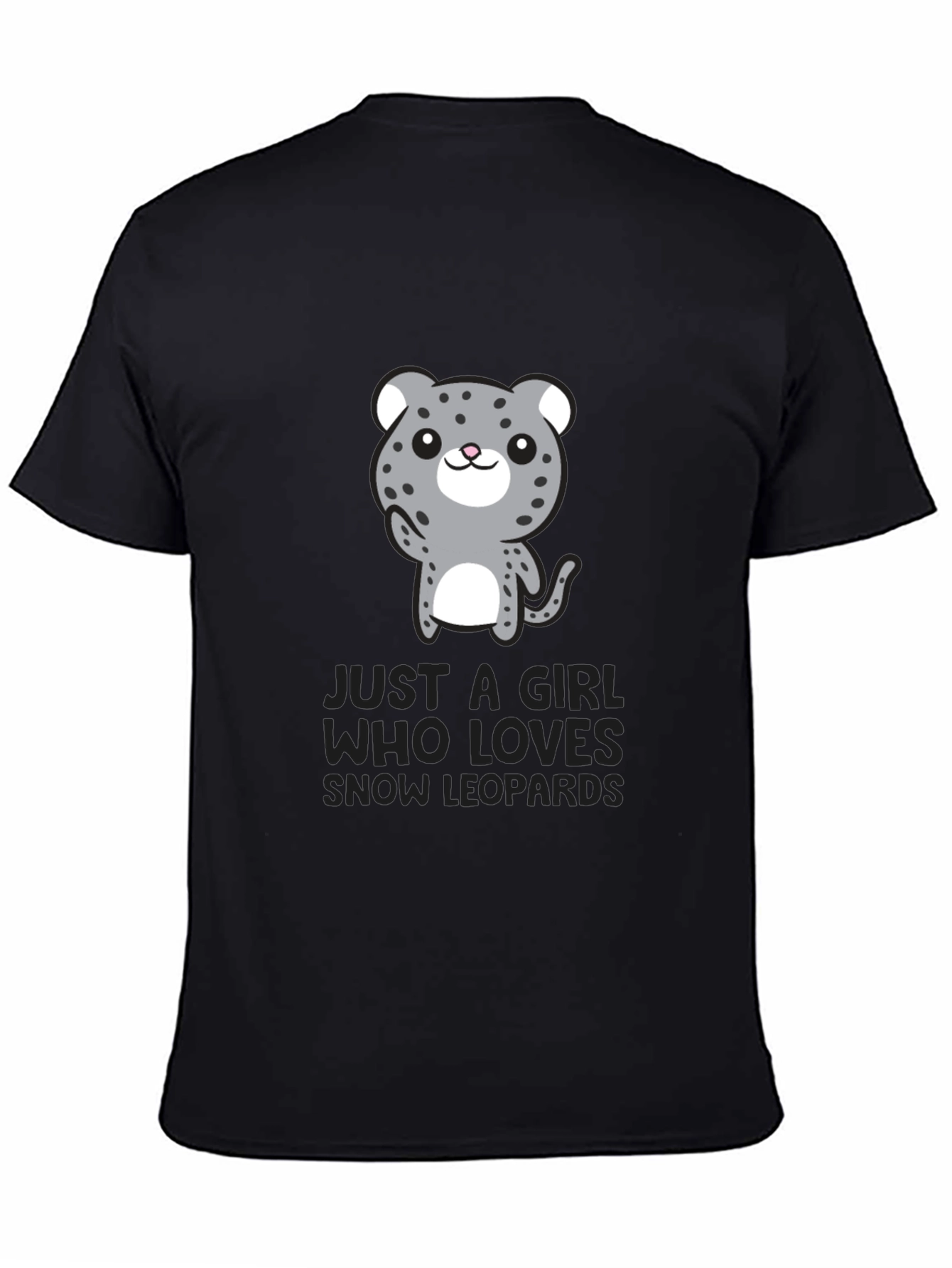 Black Girl Who Loves Snow Leopards Black T-Shirt view 4